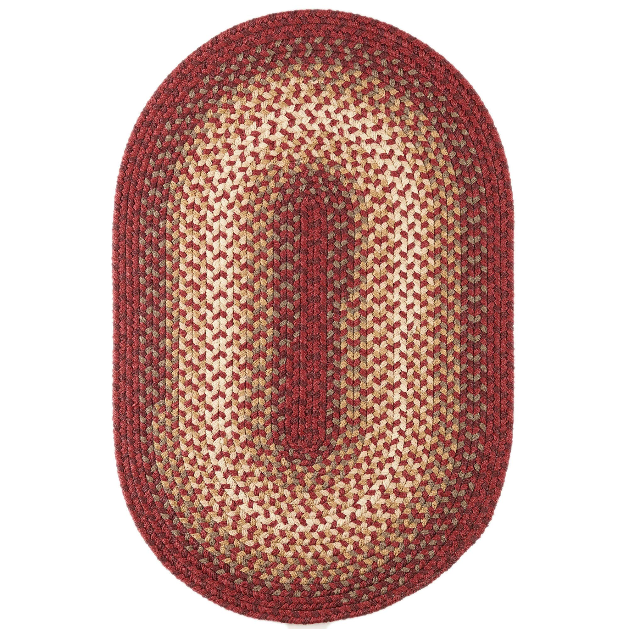 Super Area RugsBraided Rug Pinecrest Indoor/Outdoor Braided Carpet for High Traffic Kitchen, Red Multi, 2' x 3' Oval