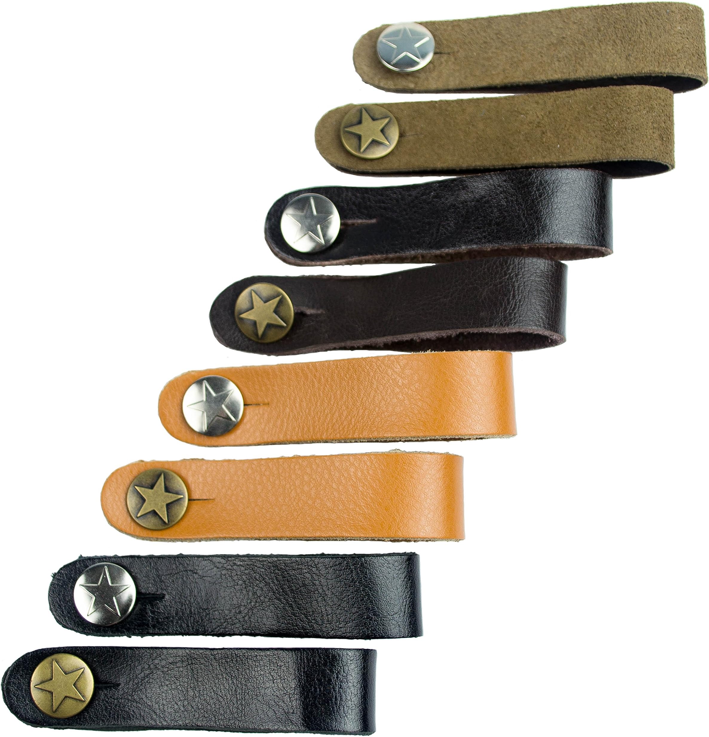 Genuine Leather Acoustic Guitar Strap Button - Single Strap (Dark Brown with Gold Button) - by Cavalry Straps