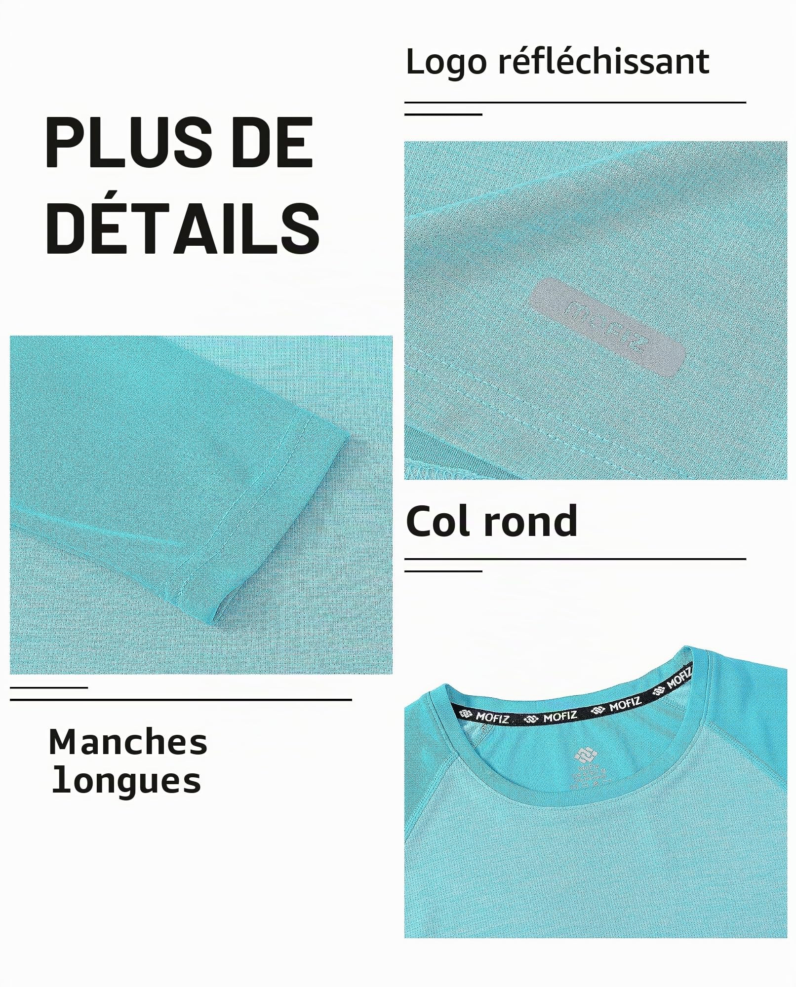 T-Shirt de Course Femme à Manches Longues Tops UPF 50+ Entraînement Hauts Séchage Rapide pour extérieur, la randonnée, la Gymnase
