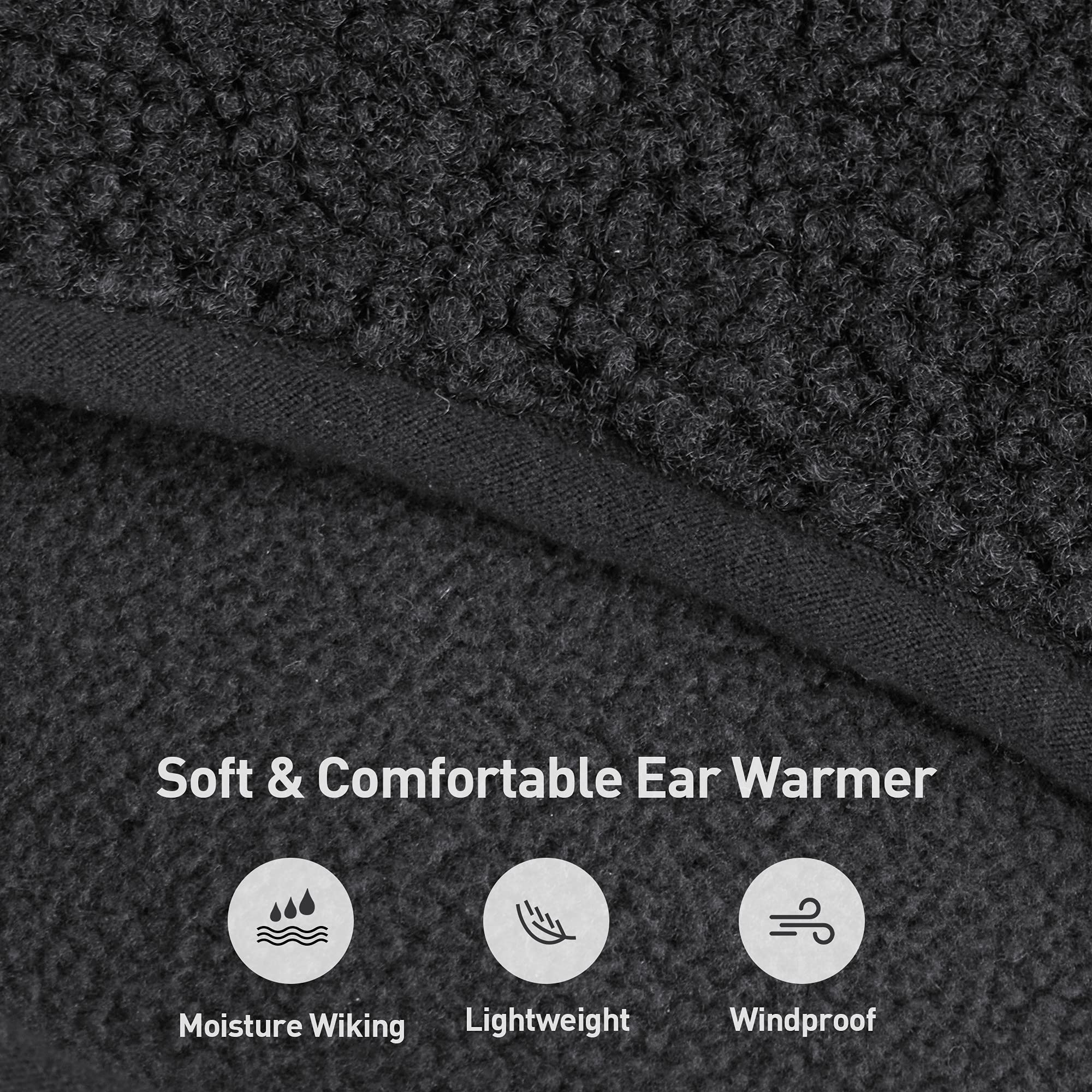Arcweg Winter Ear Warmers Fleece Sports Headbands Thermal Stretchy Ear Muffs Moisture Wicking Running Head Bands for Women Men Cycling Yoga Skiing Outside Sports, Black, One Size 1