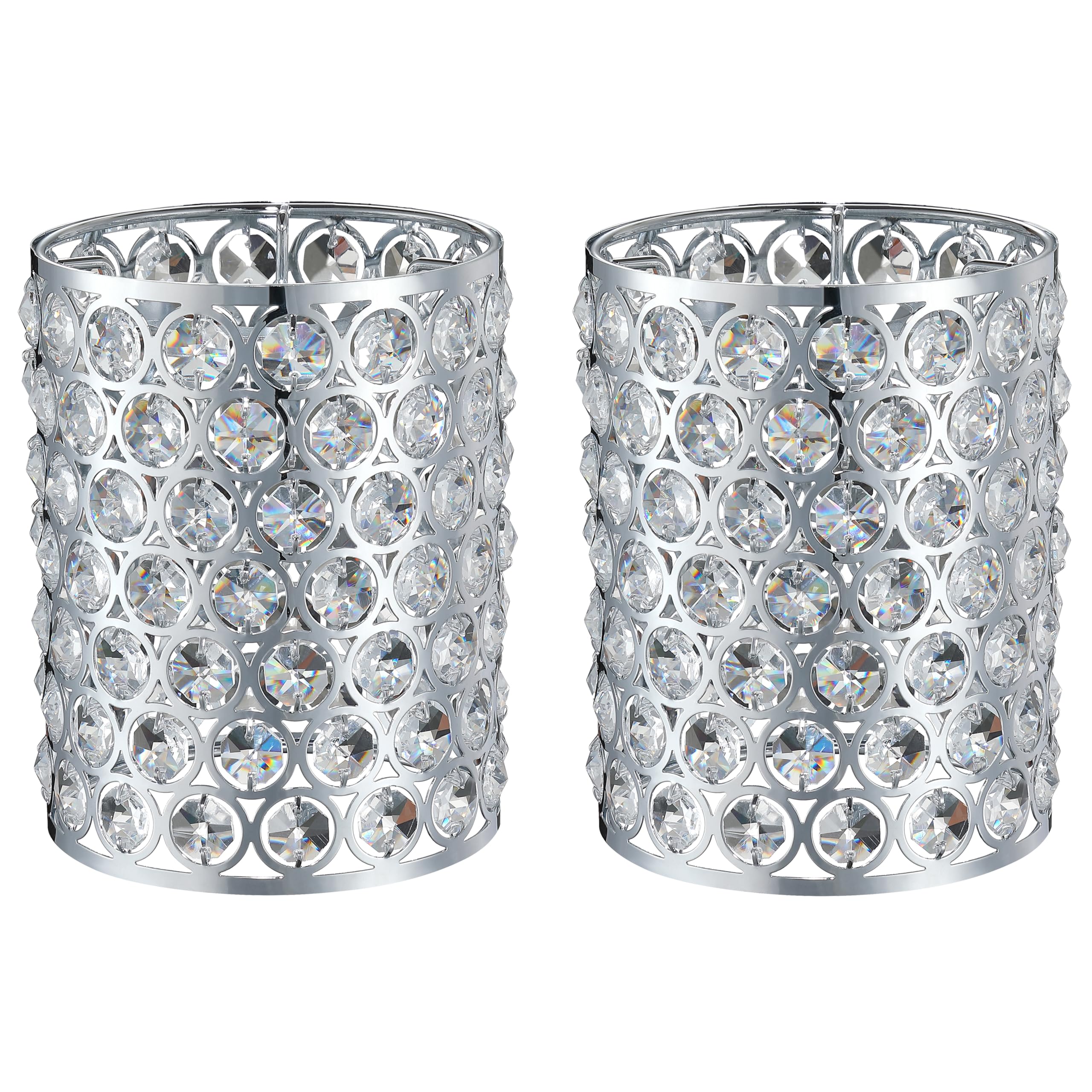2 Pack Crystal Replacement Covers Metal Shade Pendant Ceiling Chandelier Wall Sconce Lamp Chrome Fixture