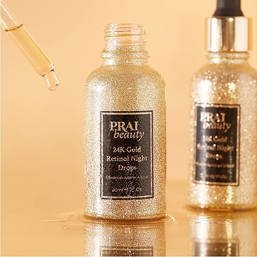 Miniatura 8 de PRAI Beauty - Gotas nocturnas de retinol de oro de 24 quilates, suero facial hidratante antienvejecimiento, suero facial de retinol antiarrugas, 1