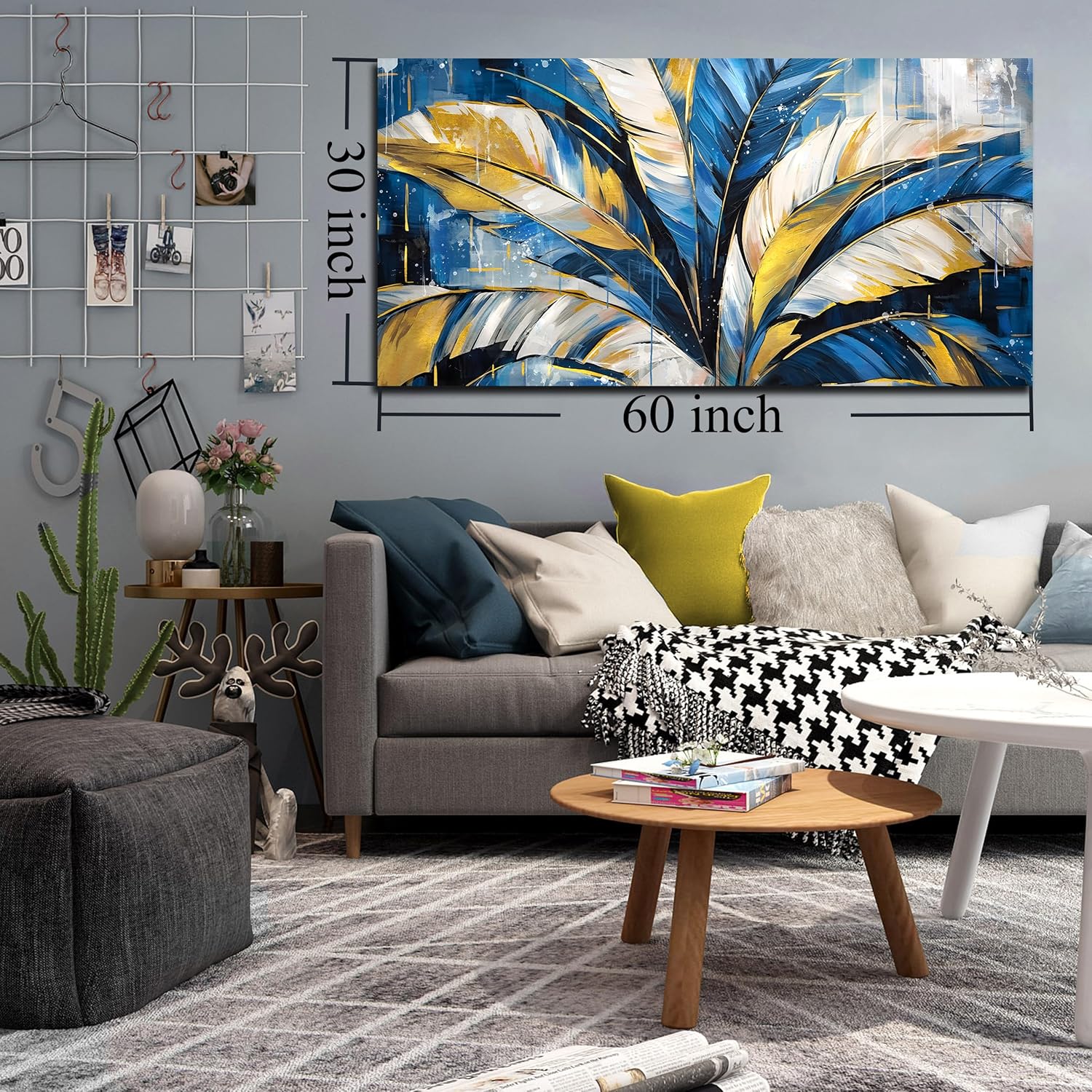 SIXTTART Modern Art Wall Decor - Plant Poster Wall Art for Bedroom - Blue Wall Art for Living Room Ready to Hang Size 30" x 60" 7 SIXTTART Modern Art Wall Decor - Plant Poster Wall Art for Bedroom - Blue Wall Art for Living Room Ready to Hang Size 30" x 60"