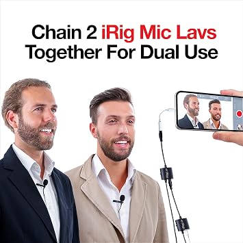 IK Multimedia iRig Mic Lav Lapel Microphone, omnidirectional Condenser lavalier Microphone with 1/8 TRRS Jack, Headphone Out and Daisy-Chaining for iPhone, iPad, Android, Mac, PC