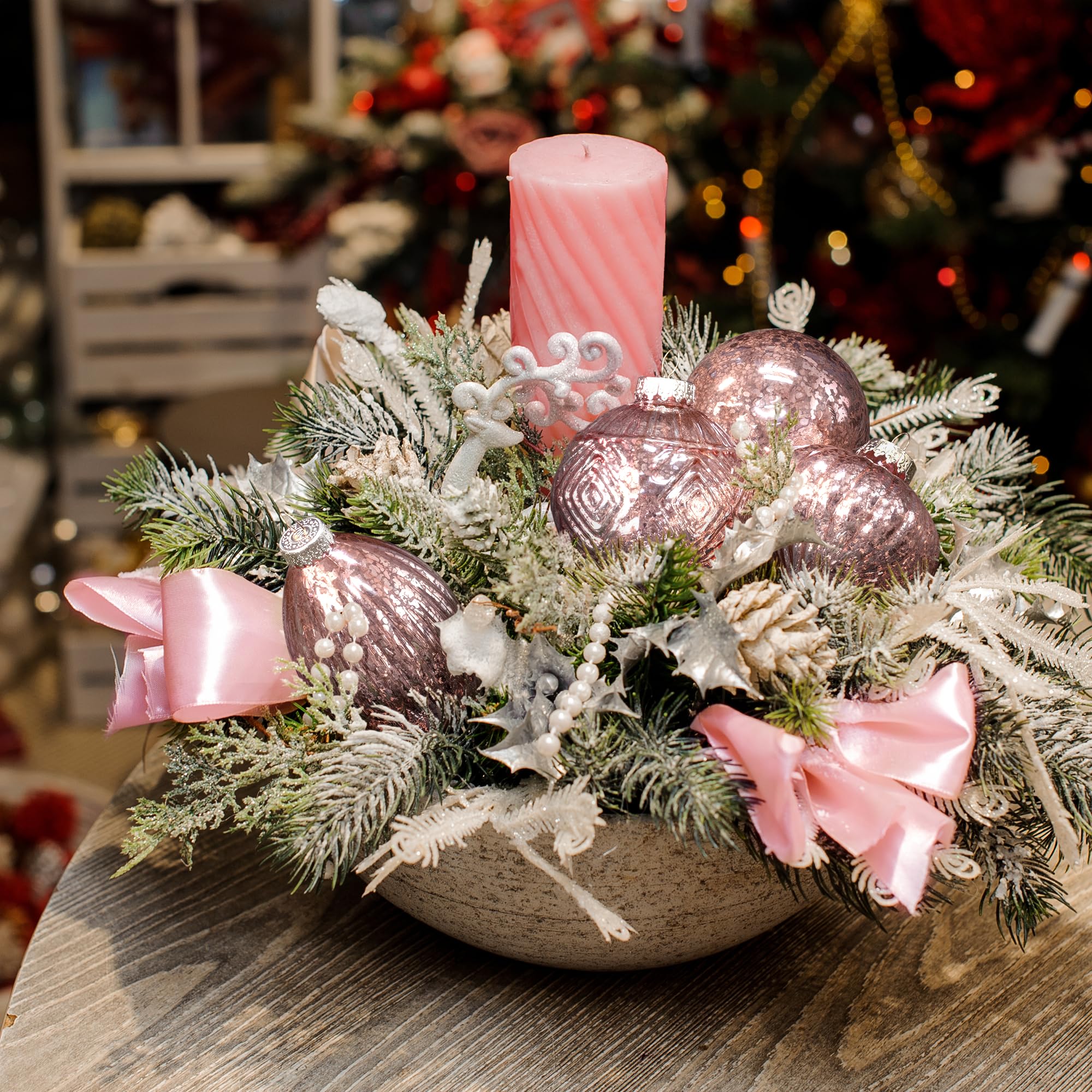 8 piezas bolas de Navidad rosas de cristal de 8 cm bola de cristal colgantes y colgantes bolas ornamento de mercurio deocro de Navidad Perchas Decoraciones navideñas Adornos (Rosa 8)