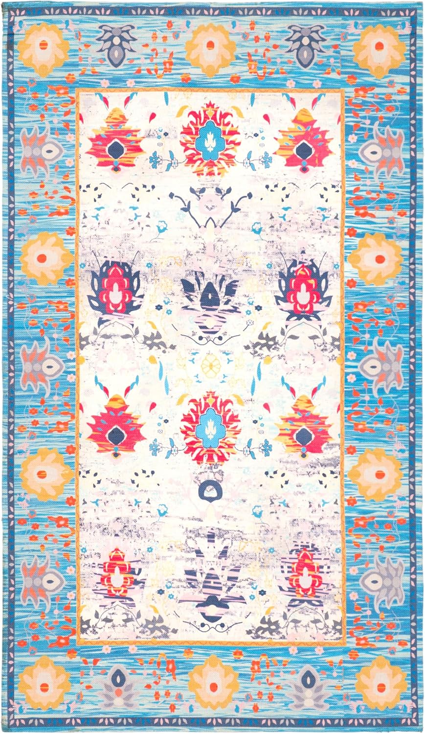 SAFAVIEH Cedar Brook Collection Runner Rug - 2'3" x 8', Blue & Light Grey, Handmade, Ideal for High Traffic Areas in Living Room, Bedroom (CDR602A)