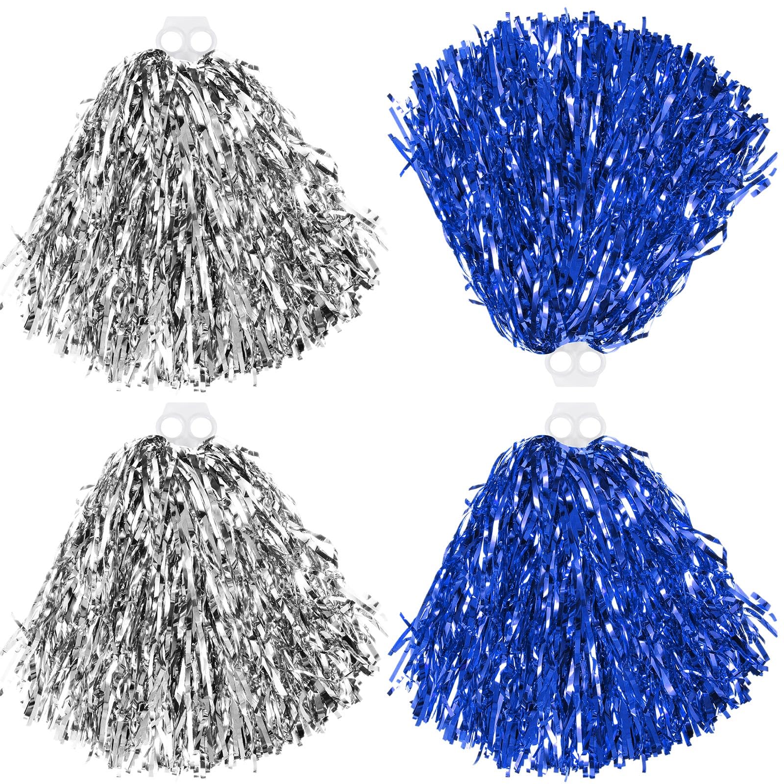 ThenshopCheerleading Pom Poms 4 Pack Cheerleader Squad Spirited Fun Pompoms Pom Poms Cheer Poms Hand Flowers Metallic Foil Pompoms for Adults Sports Team Spirit Cheering Party
