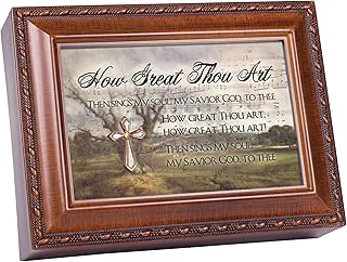 Cottage Garden How Great Thou Woodgrain Music Box/Jewelry Box Plays How Great Thou Art