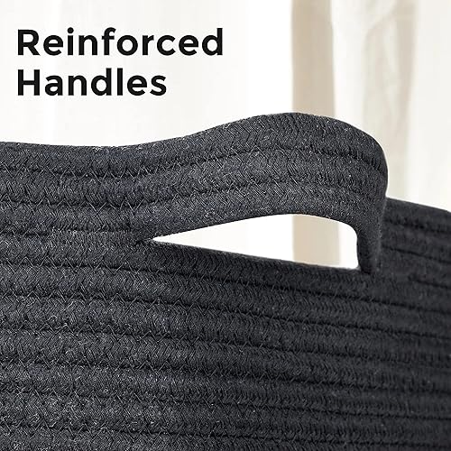 Miniatura 6 de Cesta para manta, cesta de cuerda de algodón de 20 x 20 x 13 pulgadas para sala de estar, canasta de almacenamiento de juguetes para bebé, cesta