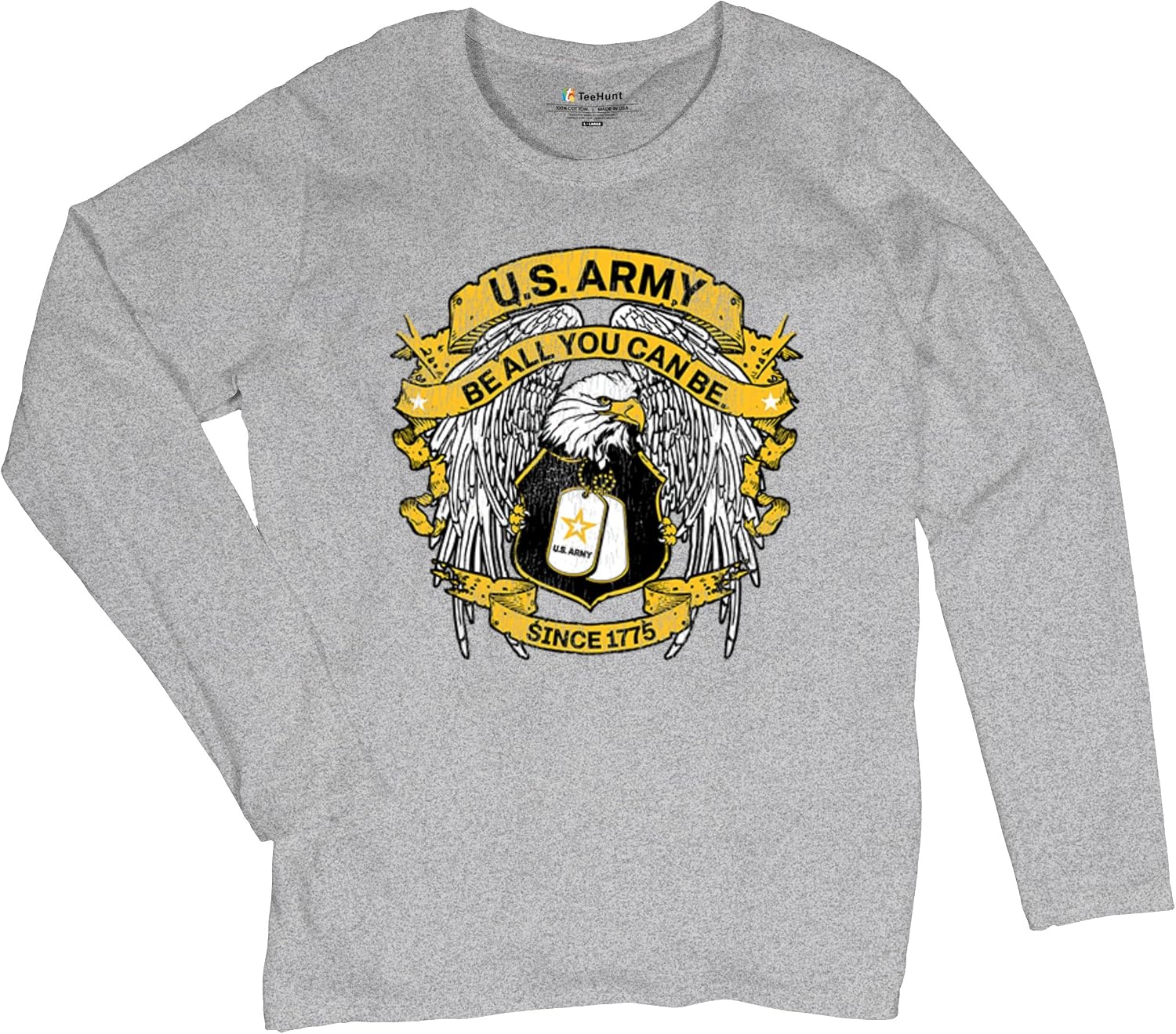 US Army Eagle Be All You Can Be Women's Long Sleeve T-Shirt Military Strong Veteran DD 214 Patriotic Armed Forces Licensed
