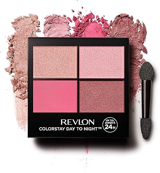 Revlon ColorStay 24 Hour Eyeshadow Quad with Dual-Ended Applicator Brush, Longwear, Intense Color Smooth Eye Makeup for Day & Night, Matte & Shimmer Finish, Pretty 565 Unisex