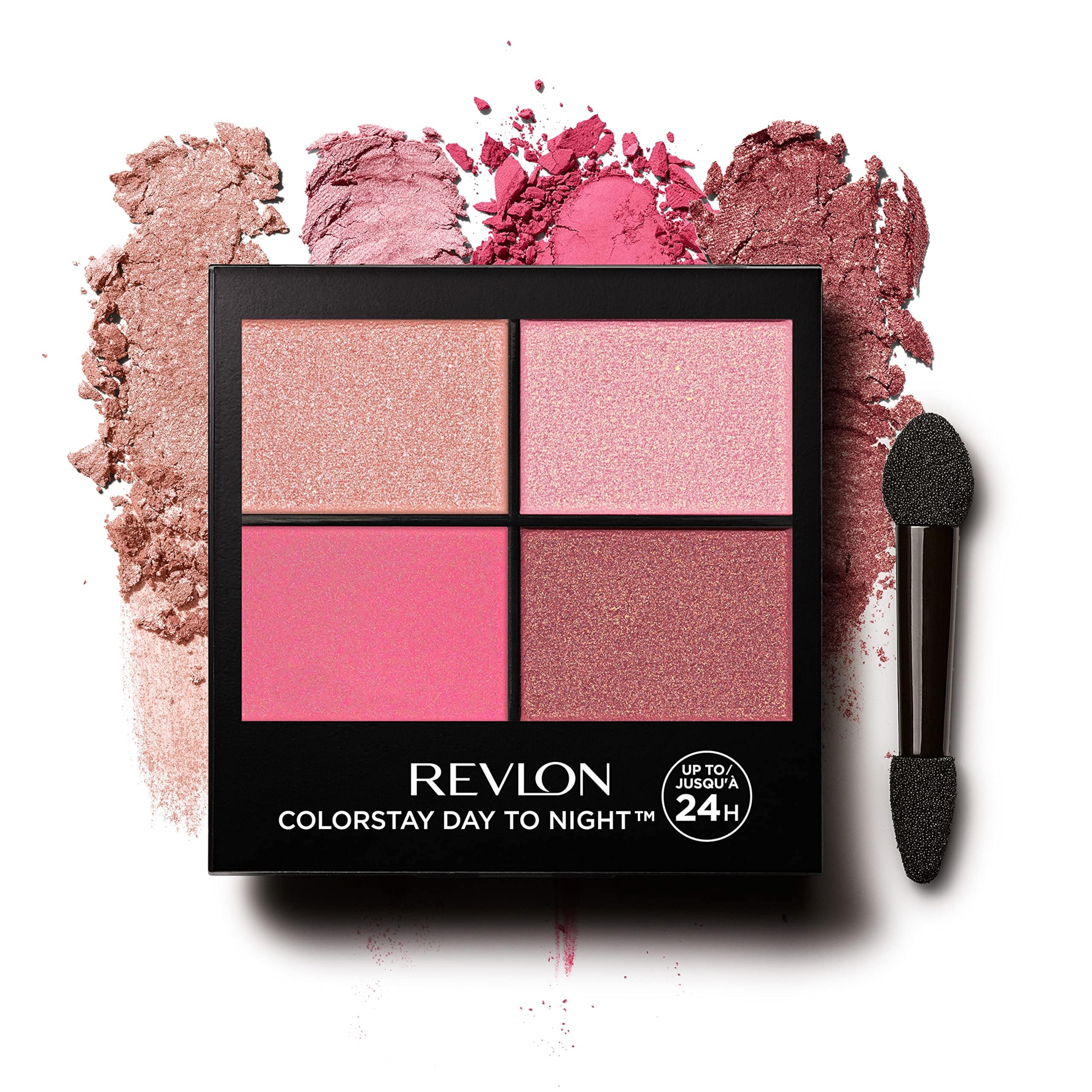Revlon ColorStay 24 Hour Eyeshadow Quad with Dual-Ended Applicator Brush, Longwear, Intense Color Smooth Eye Makeup for Day & Night, Matte & Shimmer Finish, Pretty (565) Unisex