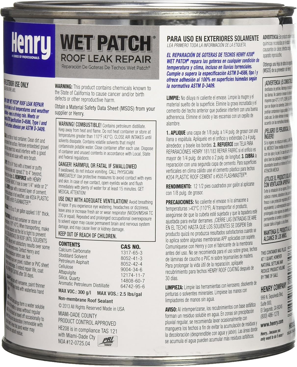 Henry HE208030 Roof Cement, Classic Assorted