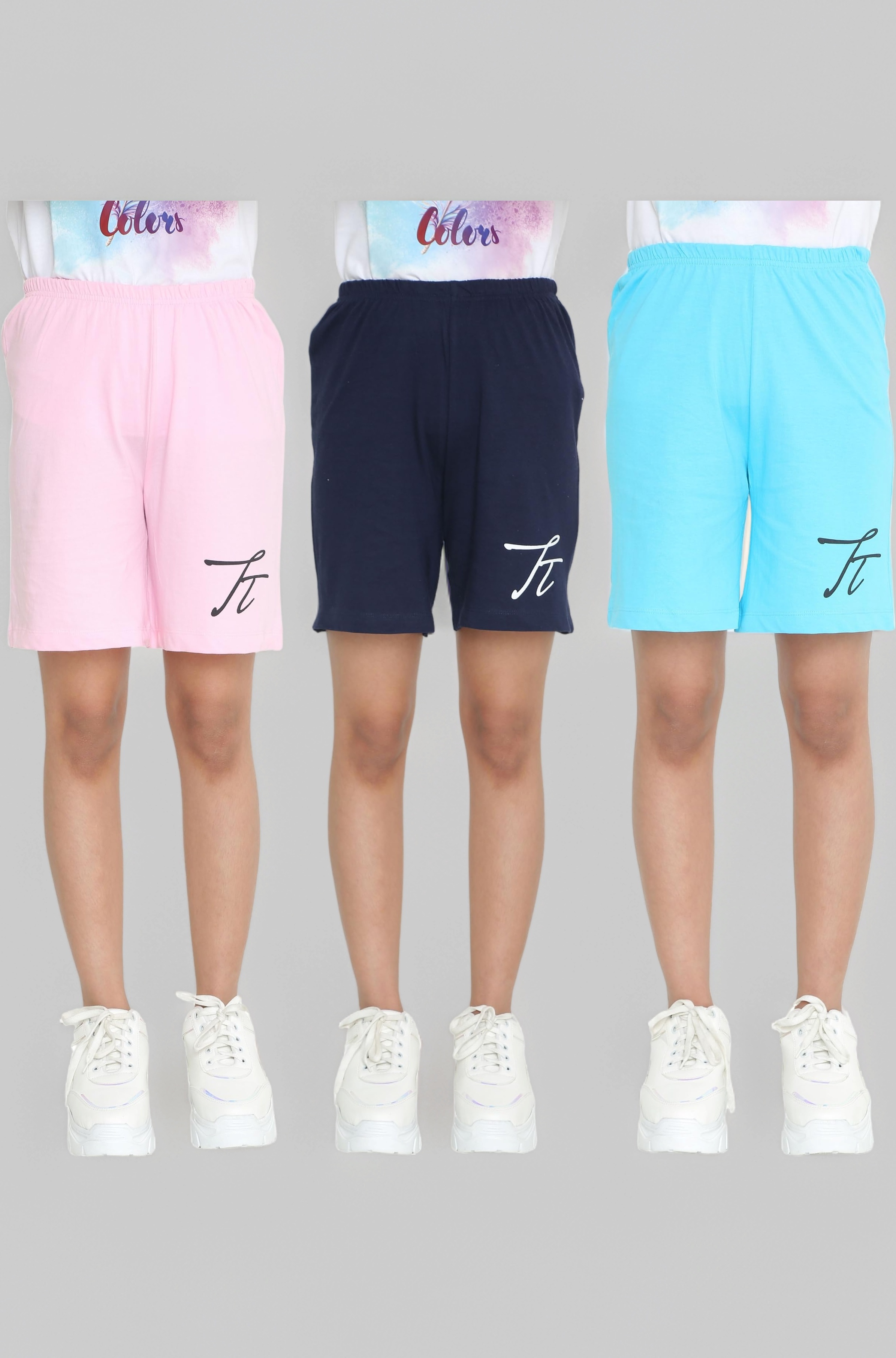 Shorts for Kids Girls Pack of 3 | Summer Cotton Shorts| Kids Casual Cycling Shorts