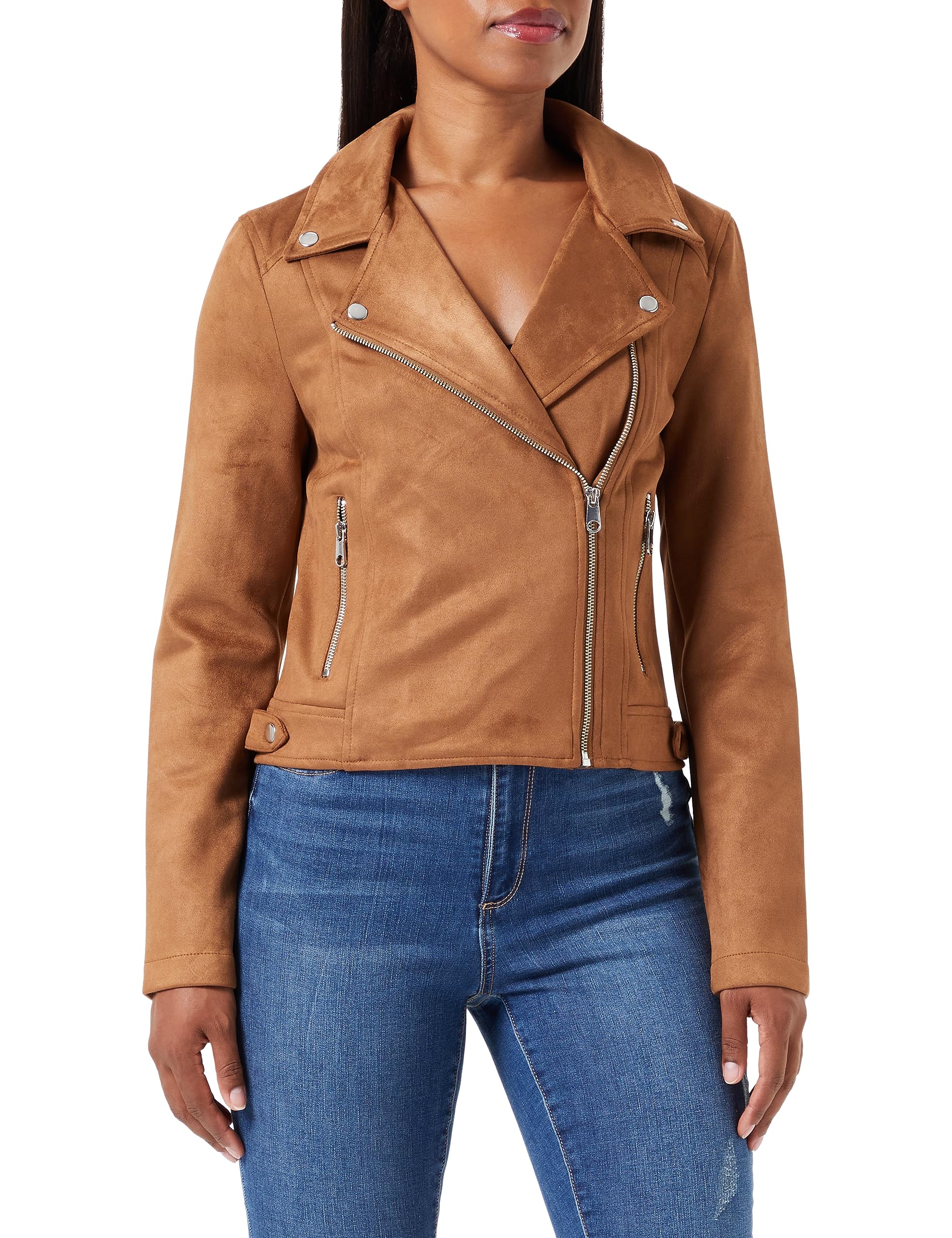 Vero Moda Women's Cognac Bestseller A/S Vmjose Aw23 Short Faux Suede Jacket Noos, Extra Small