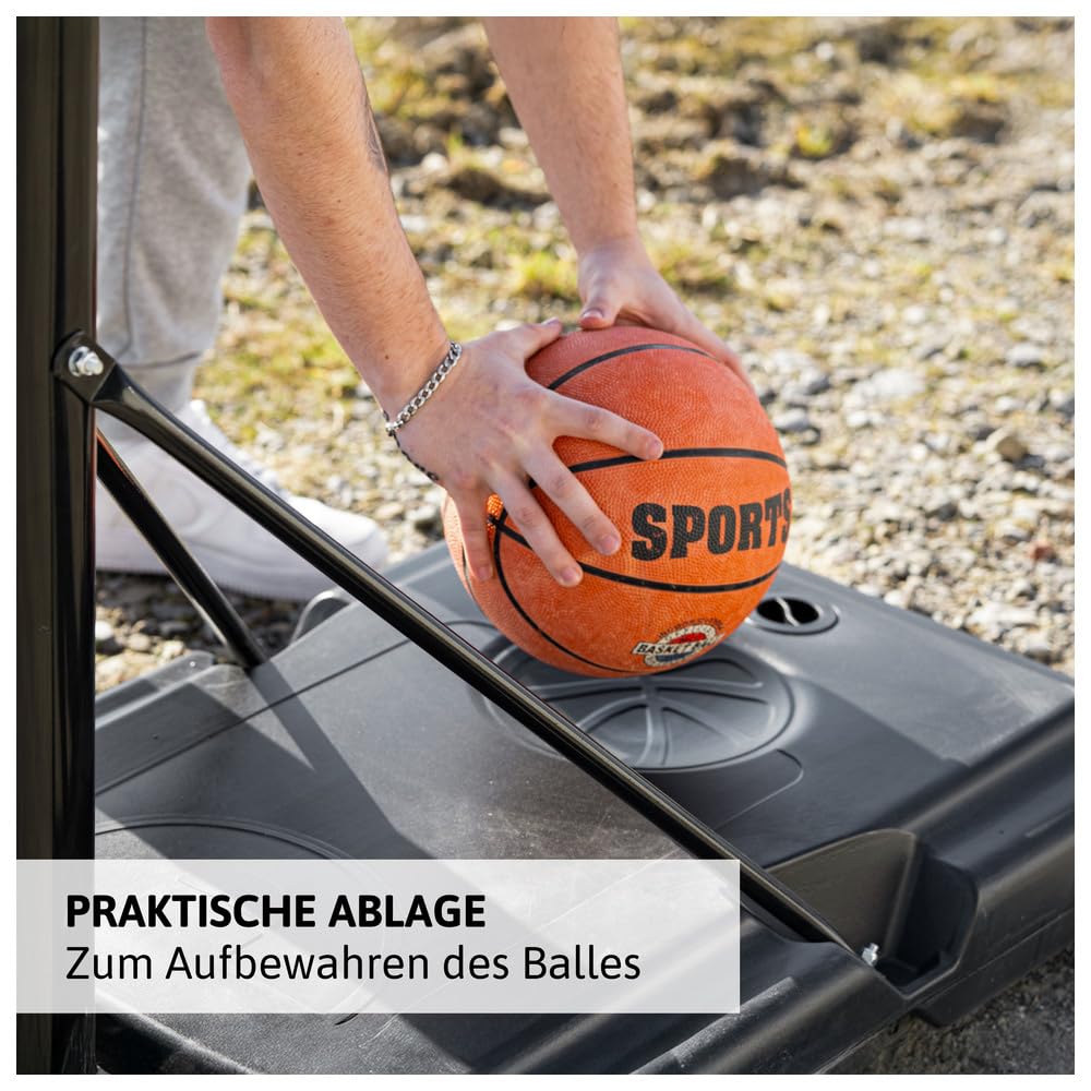 Dönges Basketballkorb höhenverstellbar 1,50-3,05m - Komplett-Set mit Ball & Pumpe - Outdoor & Indoor - Robuste wetterfeste Konstruktion - Für Kinder & Erwachsene