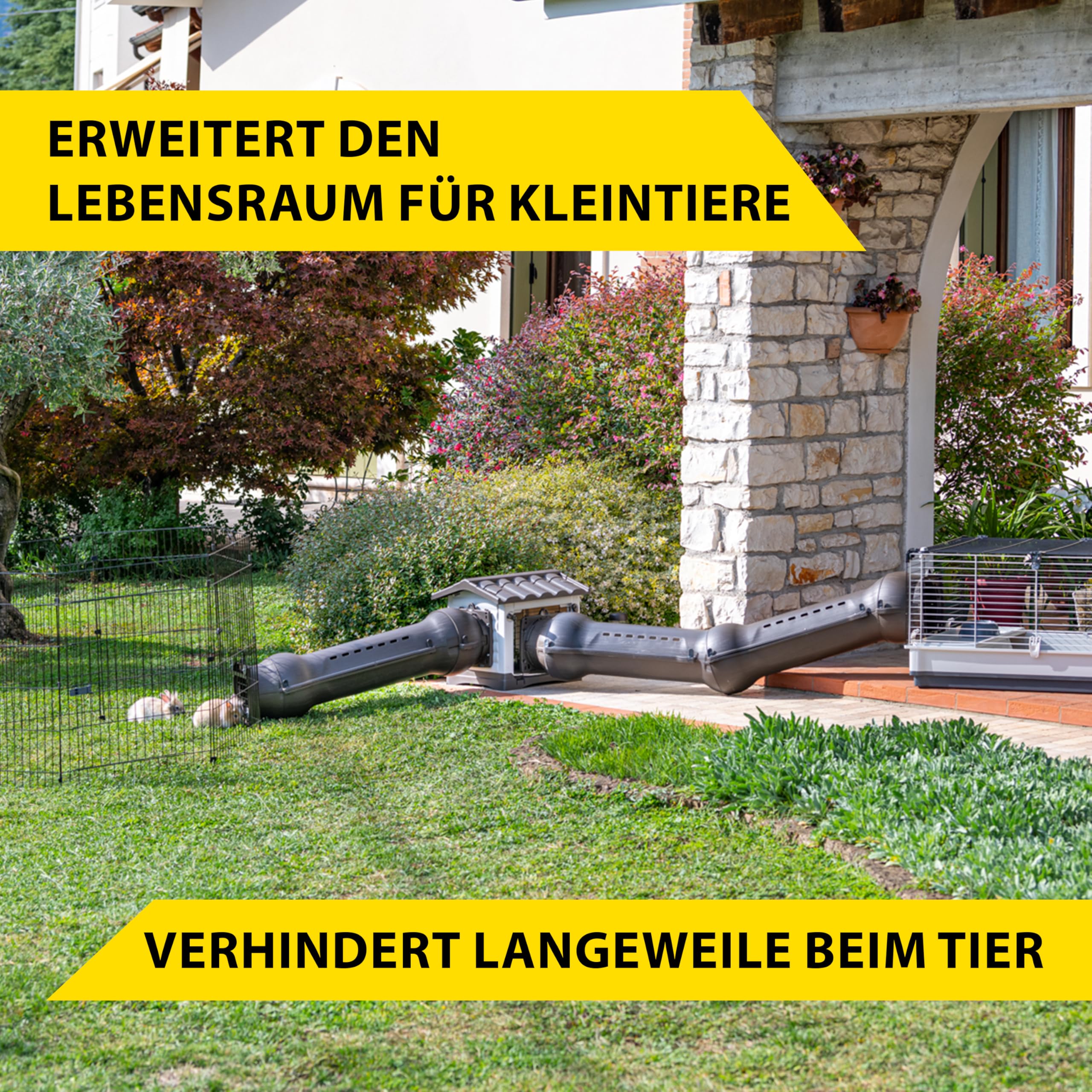 Ferplast Metro' Kaninchenhaus, verbindbar mit Tunneln für Zwergkaninchen, Frettchen und Meerschweinchen mit 2 Eingängen, abnehmbarem Dach und ablaufendem Boden, 43 x 48 x 44 cm.