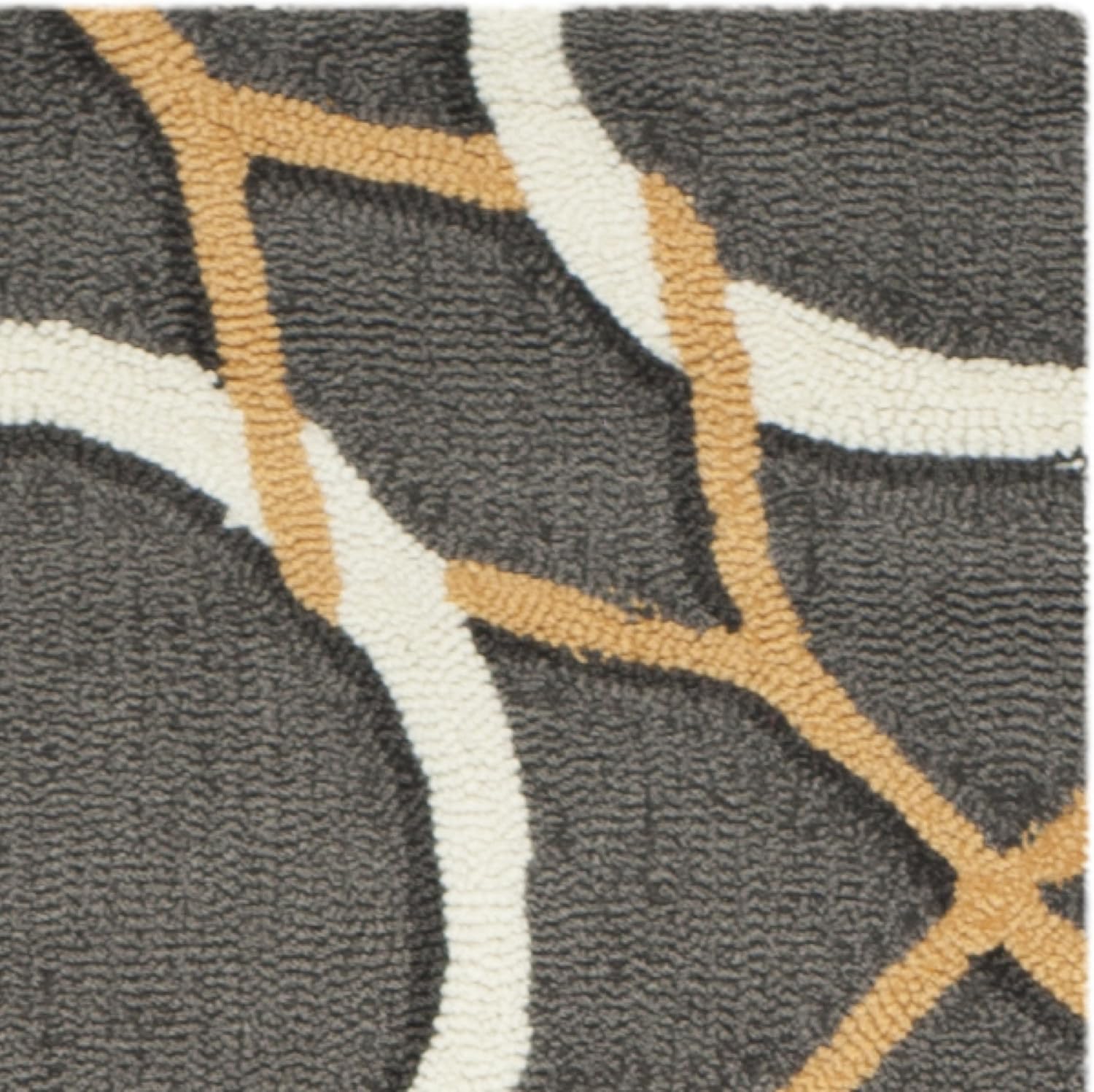SAFAVIEH Four Seasons Collection Runner Rug - 2'3" x 8', Grey & Ivory, Hand-Hooked Geometric, Non-Shedding & Easy Care, Ideal for High Traffic Areas in Living Room, Bedroom (FRS238B)