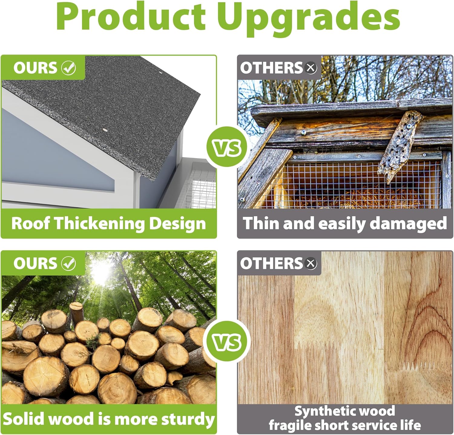 COZIWOW Outdoor Chicken Coop, Wooden Hen House with Nesting Box, Run, Resting Room, Ramp, Pull-Out Tray, Weatherproof, Patio Garden Pen Hutch for Ducks Poultry Pets, Easy to Clean, Gray (Normal)