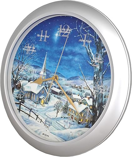 Vista 60 de JUSTIME Reloj de pared de caoba de 14 pulgadas con 12 villancicos de Navidad, elegancia atemporal Wsh Caoba