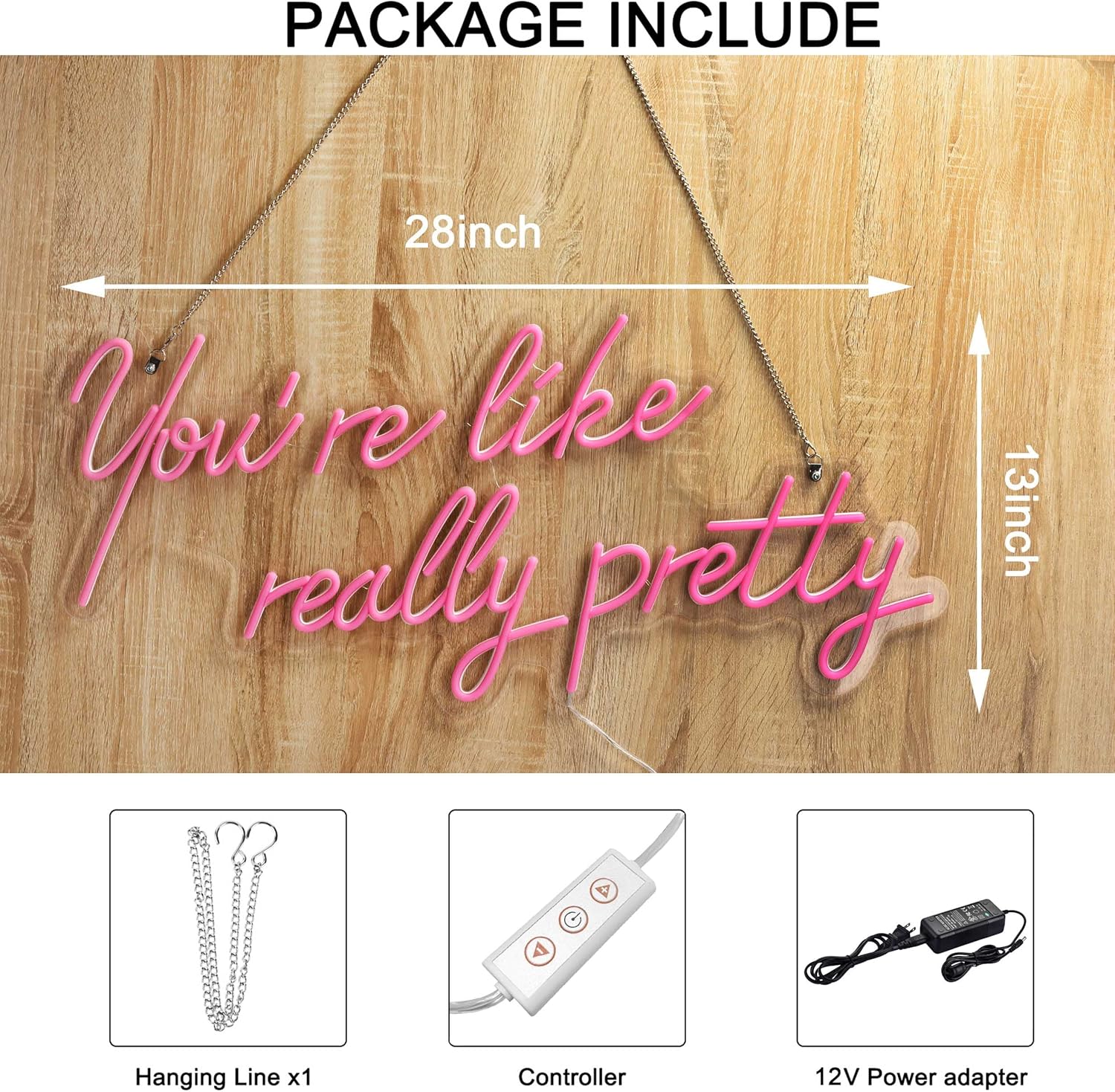 Large LED Neon Sign for Wall Decor,28 inches You are Like Really Pretty Pink Neon Light Signs for Engagement Party,Wedding, Birthday Party,with Dimmable Switch