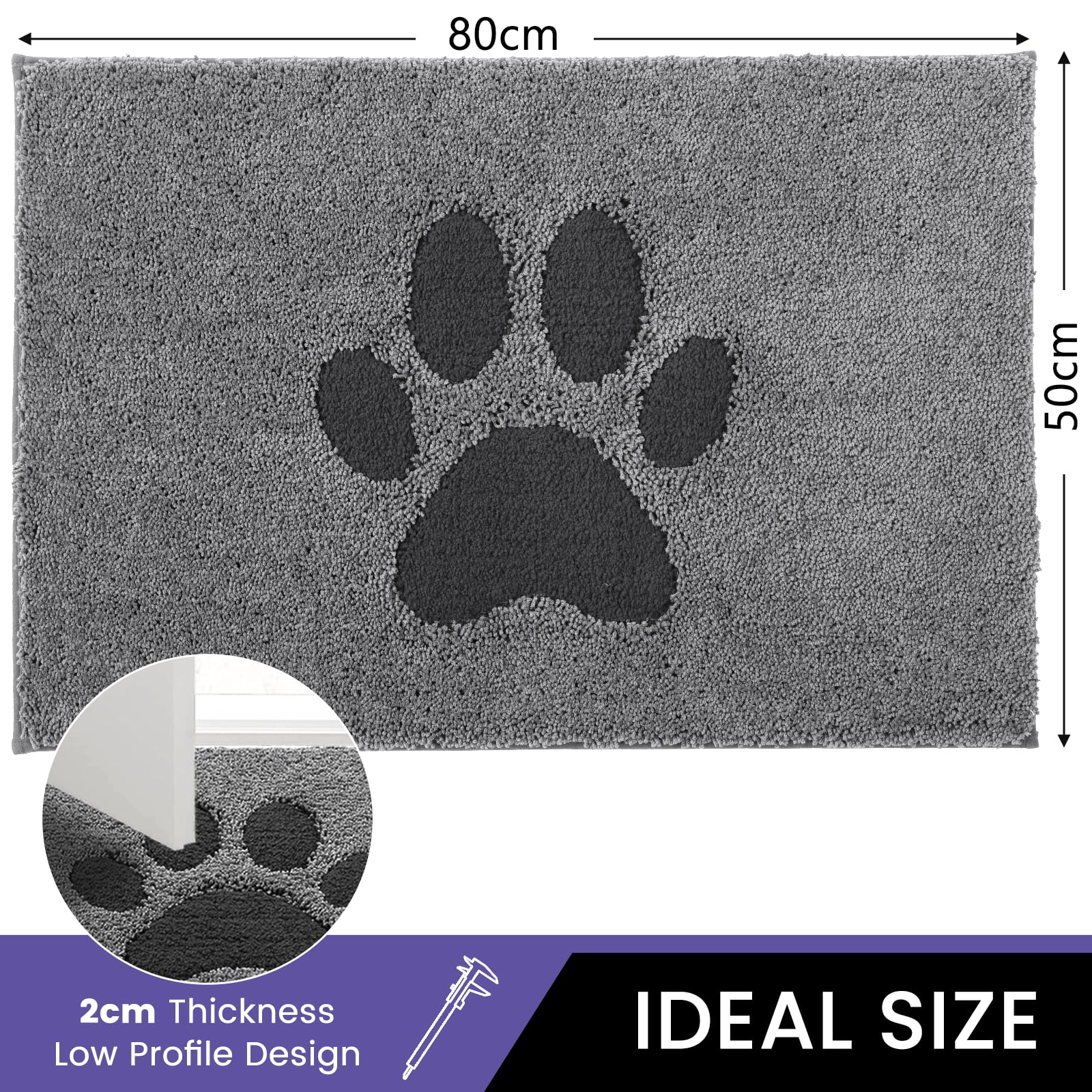 Oiilores Dirt Trapper Door Mat Indoor 50 x 80 cm, Non-Slip Washable Rug - Image 2