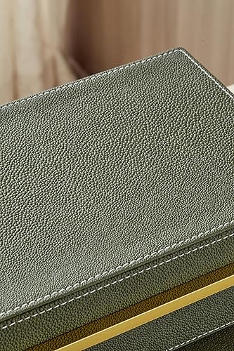 Miniatura 5 de Green Shagreen - Juego de 2 cajas decorativas con tapas, cajas de almacenamiento apilables de cuero grandes para decoración del hogar, caja de