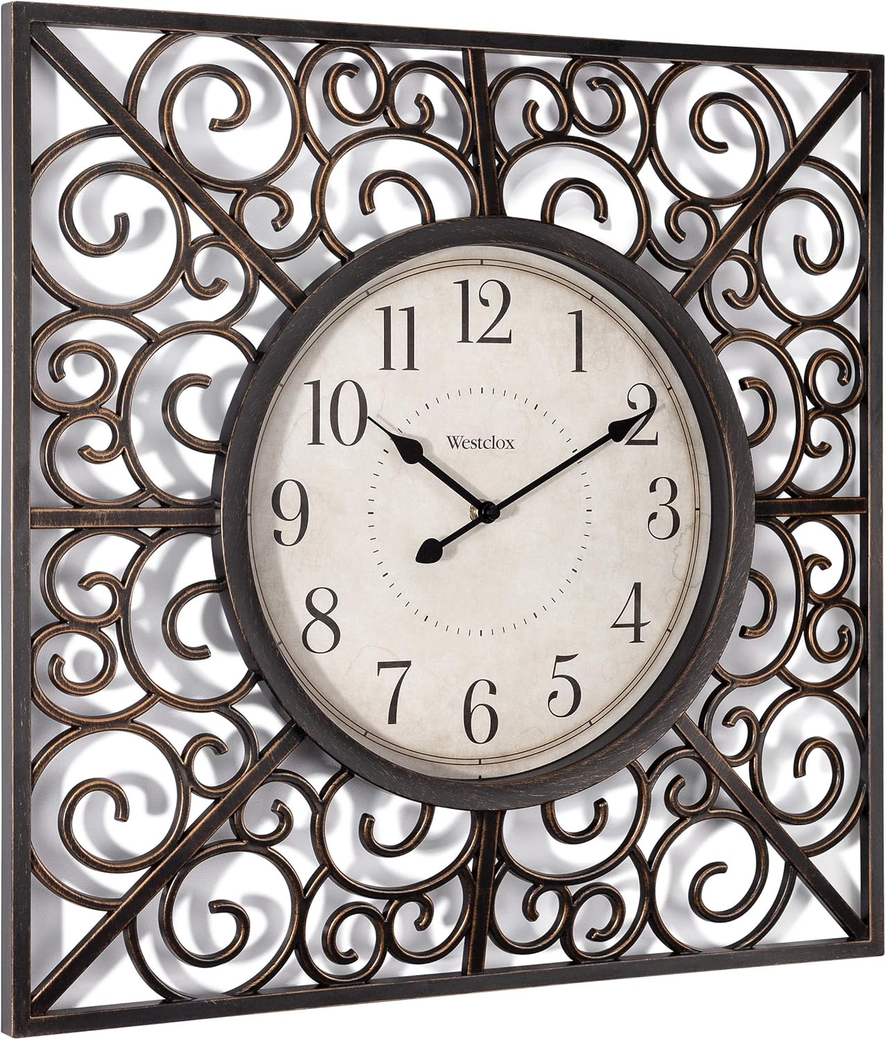 Westclox 20” Black & Gold Wall Clock with Stylish Detail, Modern Decorative Design, and Large Easy-to-Read Face, Battery Powered