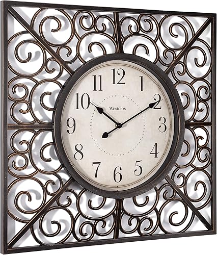 Miniatura 3 de Westclox Reloj de pared negro y dorado de 20 pulgadas con detalles elegantes, diseño decorativo moderno y cara grande fácil de leer, funciona con