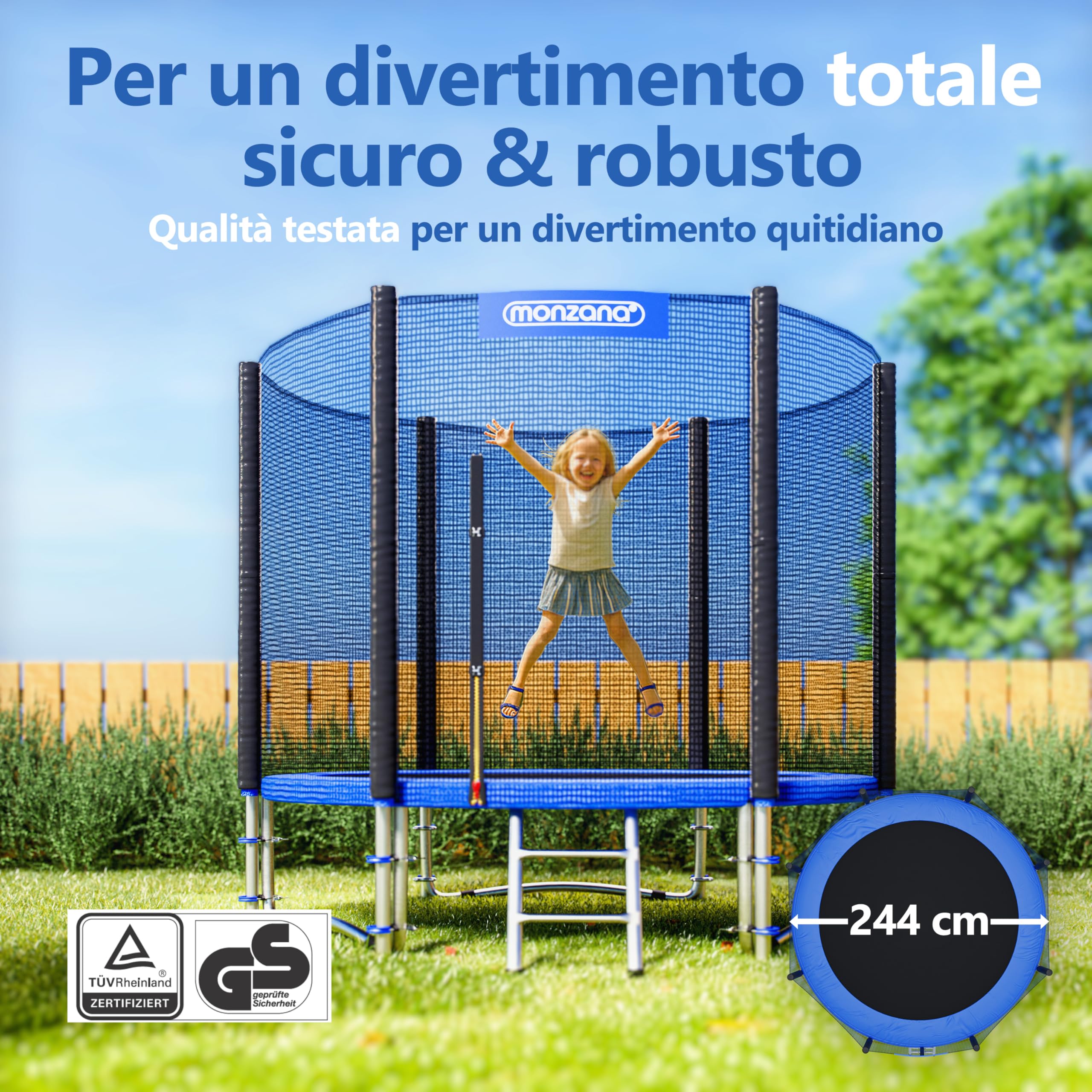 Monzana® Trampolino Ø 183-427cm Set Completo Tappeto Elastico Rete Sicurezza Trampolino Elastico
