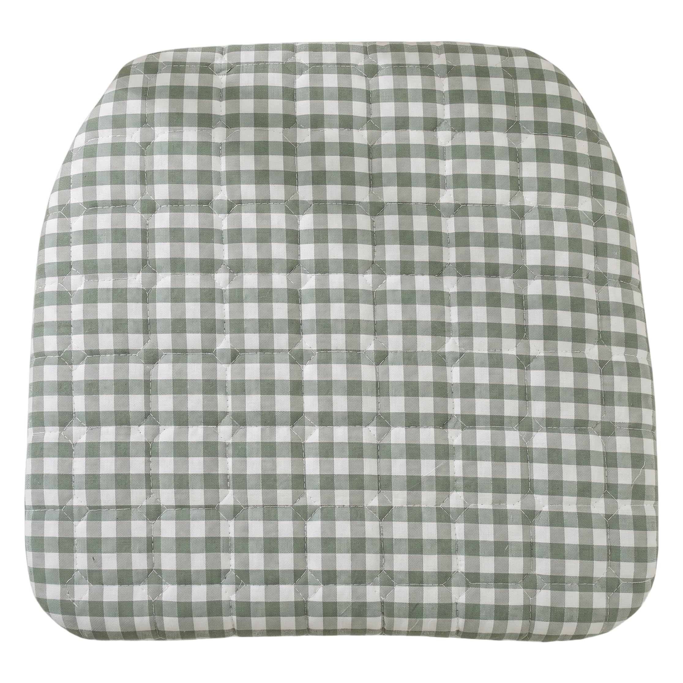 Gingham Chair Cushions With Ties Gingham Chair Cushions with Ties Seat, Non-slip Washed Cotton Seat Pad, Removable Cover, Green, 15.75x16.93 Inch