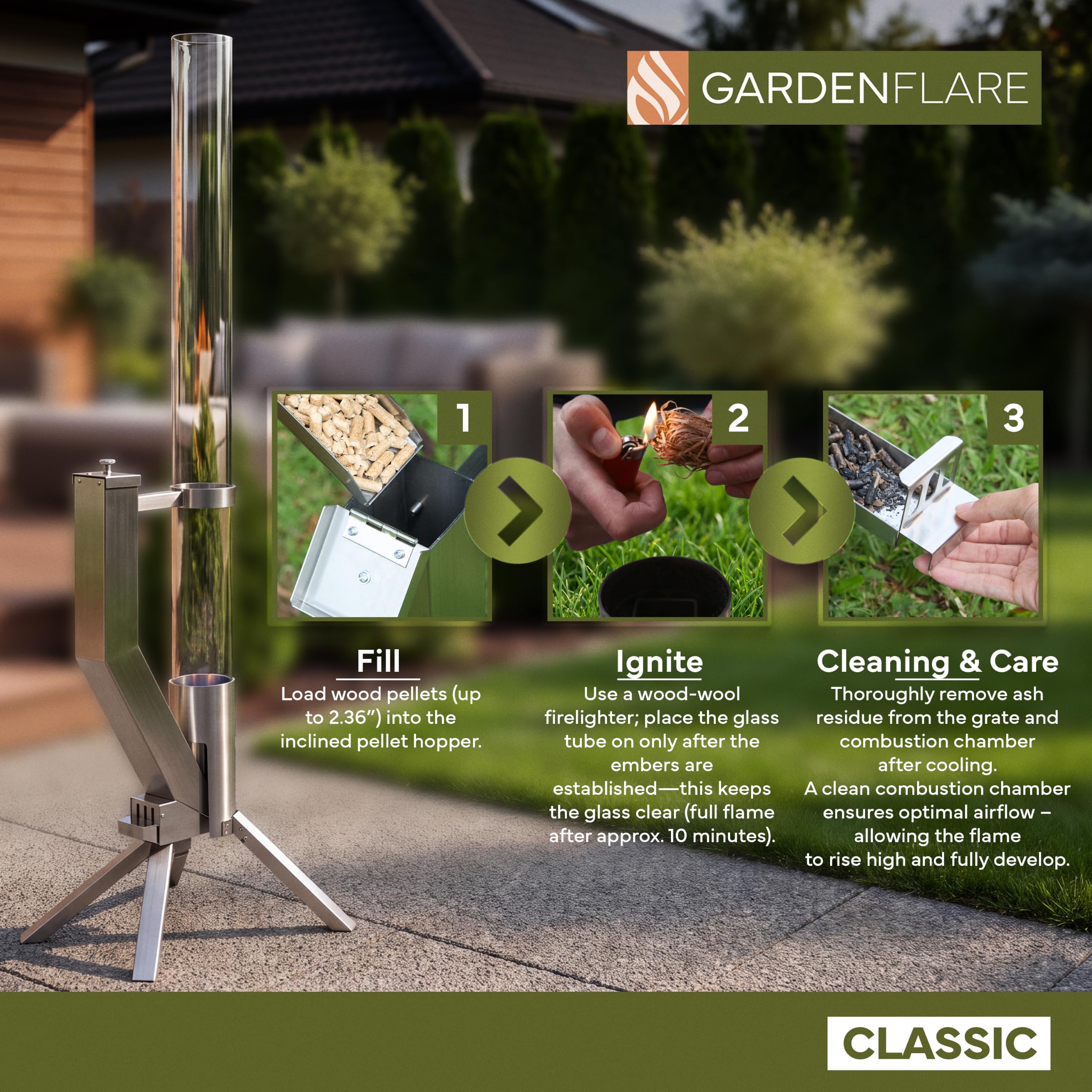 Wood Pellet Fire Pit - Stainless Steel Flame -6 Wood Pellet Fire Pit - Stainless Steel Flame -6