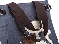 Vista 7 de KAUKKO Women Canvas Handbag Shoulder Bag Cat Big Tote Bag