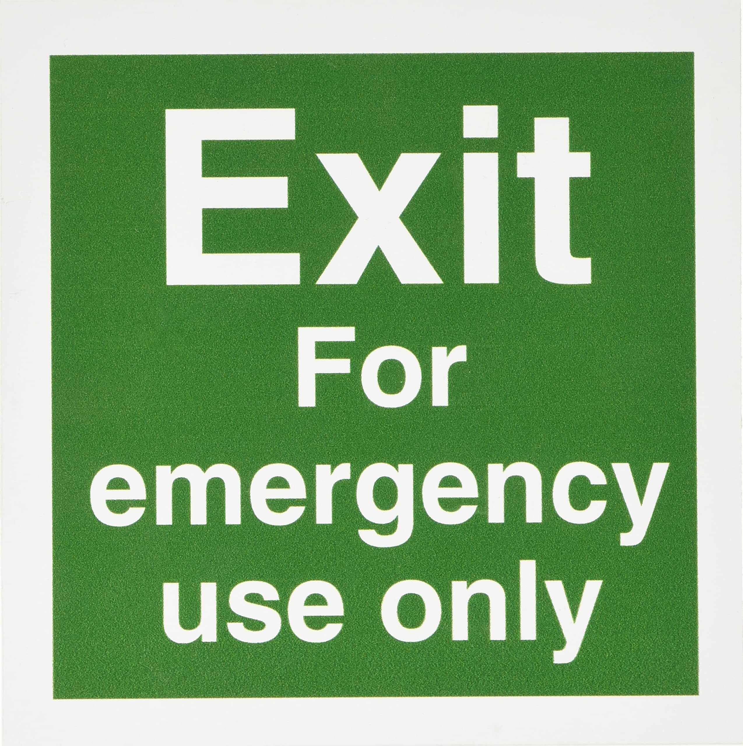 Seco Exit for Emergency Use Only Sign, 150mm x 150mm - 1mm Semi Rigid Plastic