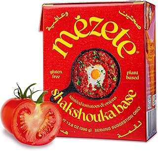Mezete Shakshouka Stew Base | Shelf Stable | Gluten-Free Stew | All-Natural | No Preservatives or Additives | Authentic Middle Eastern | Ready to Use | Plant Based | 390g