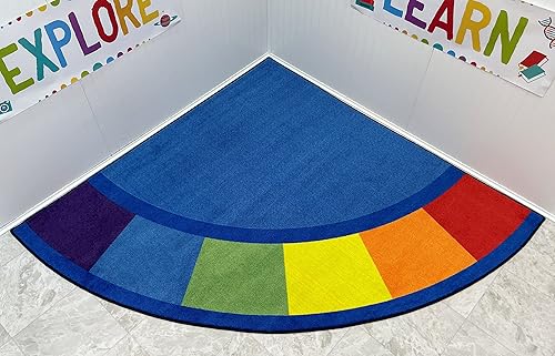 Miniatura 2 de KIDCARPET.COM Alfombra colorida de un cuarto de círculo para aula, 6 x 6 pies, para niños y escuelas, alfombra de área para niños y sala de juegos
