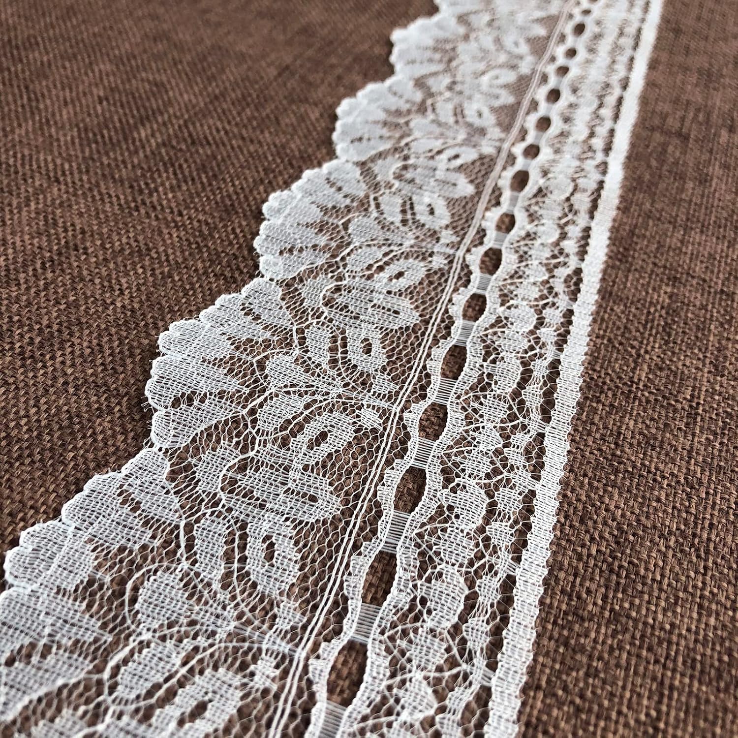 3 Inches Wide White Lace Ribbon, Lace Trim Ribbon for Sewing, Decorating, Floral Designing and Crafts (3581 white)