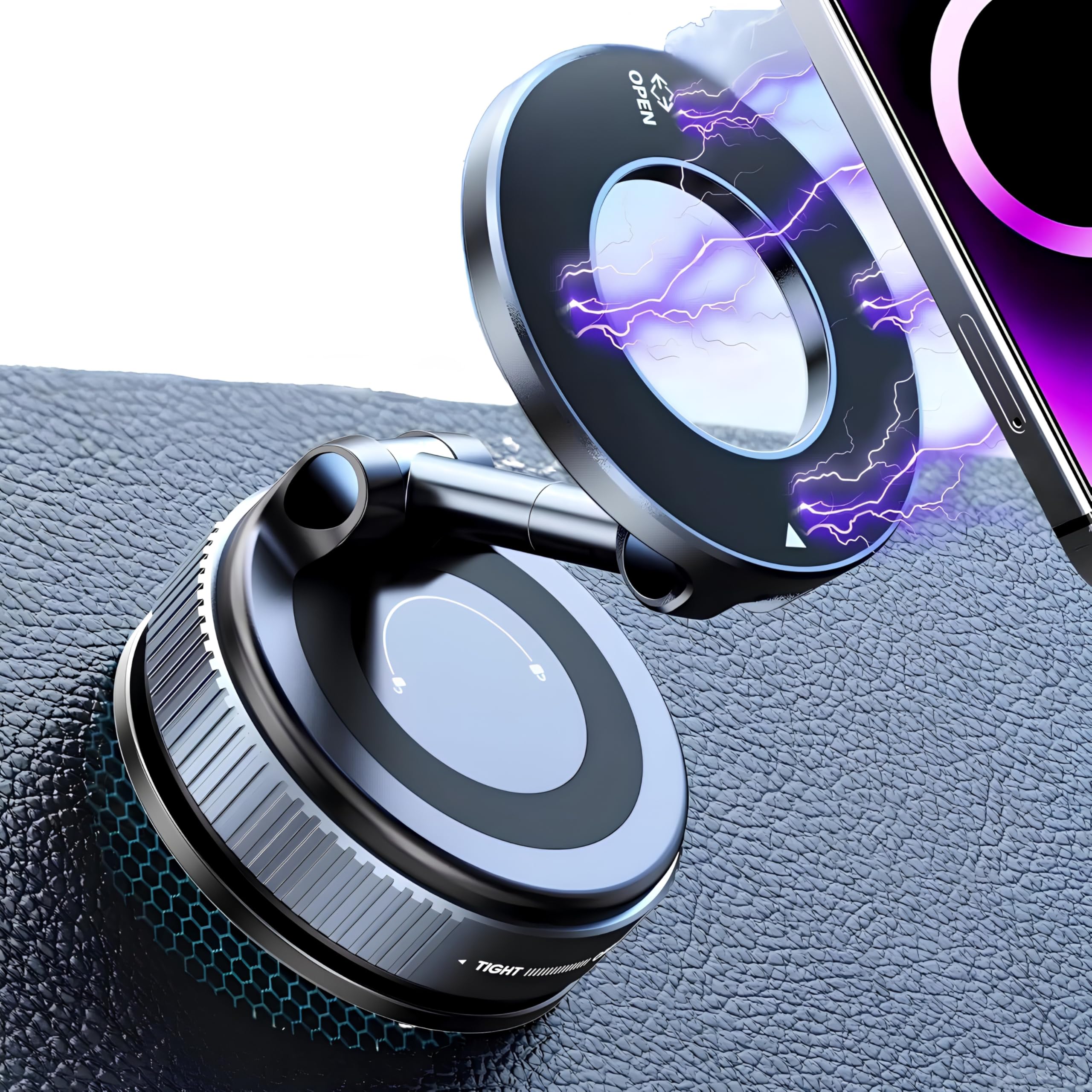 Generisch 360 Grad drehbare magnetische Handyhalterung fürs Auto, Vakuum-Saugnapf, starker Halt, universelle Passform für iPhone - MagSafe und Samsung