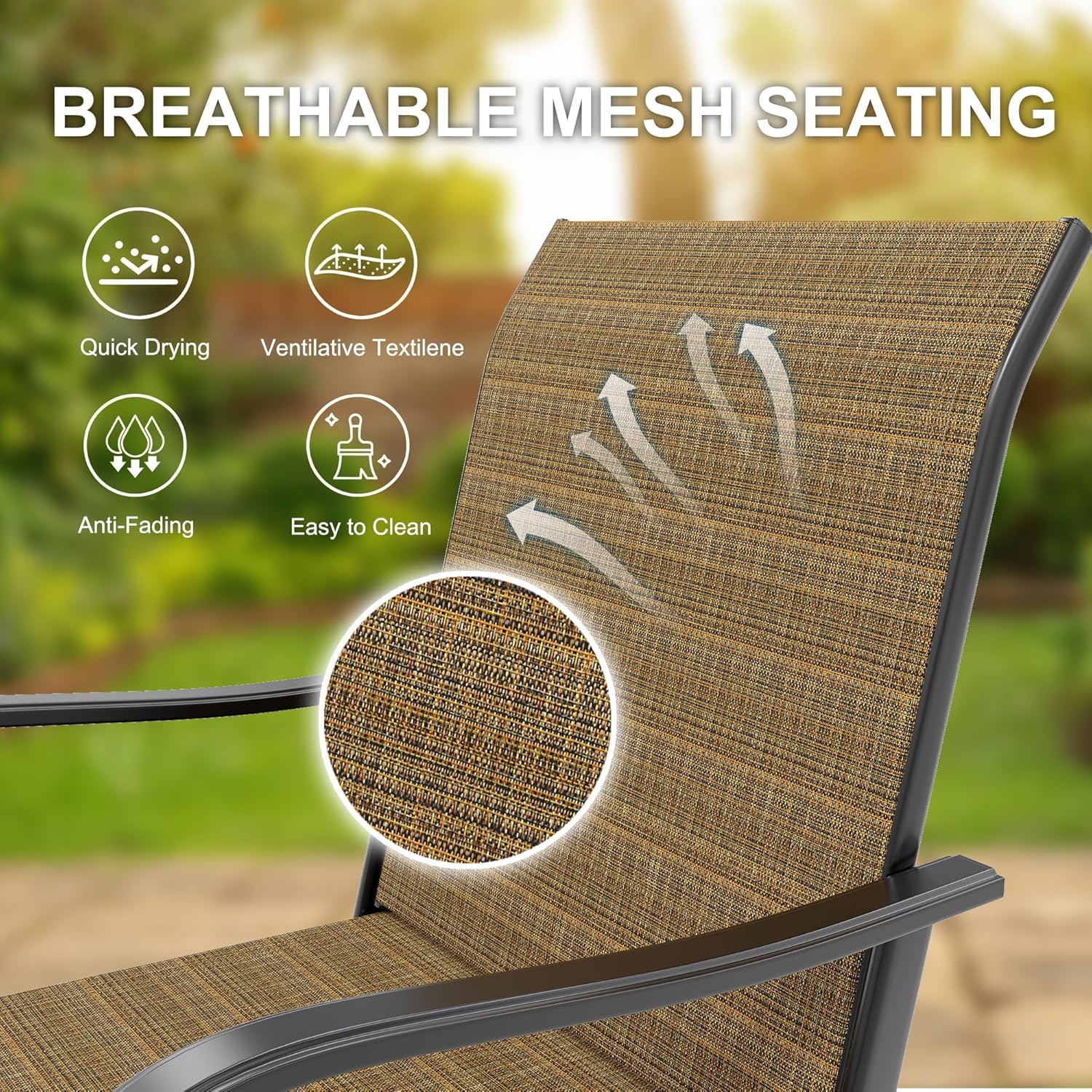 Outdoor Swivel Bar Stools Set of 2, High Back and Armrest Patio Chairs, All Weather Modern Bar Set for Outside, Beach, Lawn, Poolside and Garden