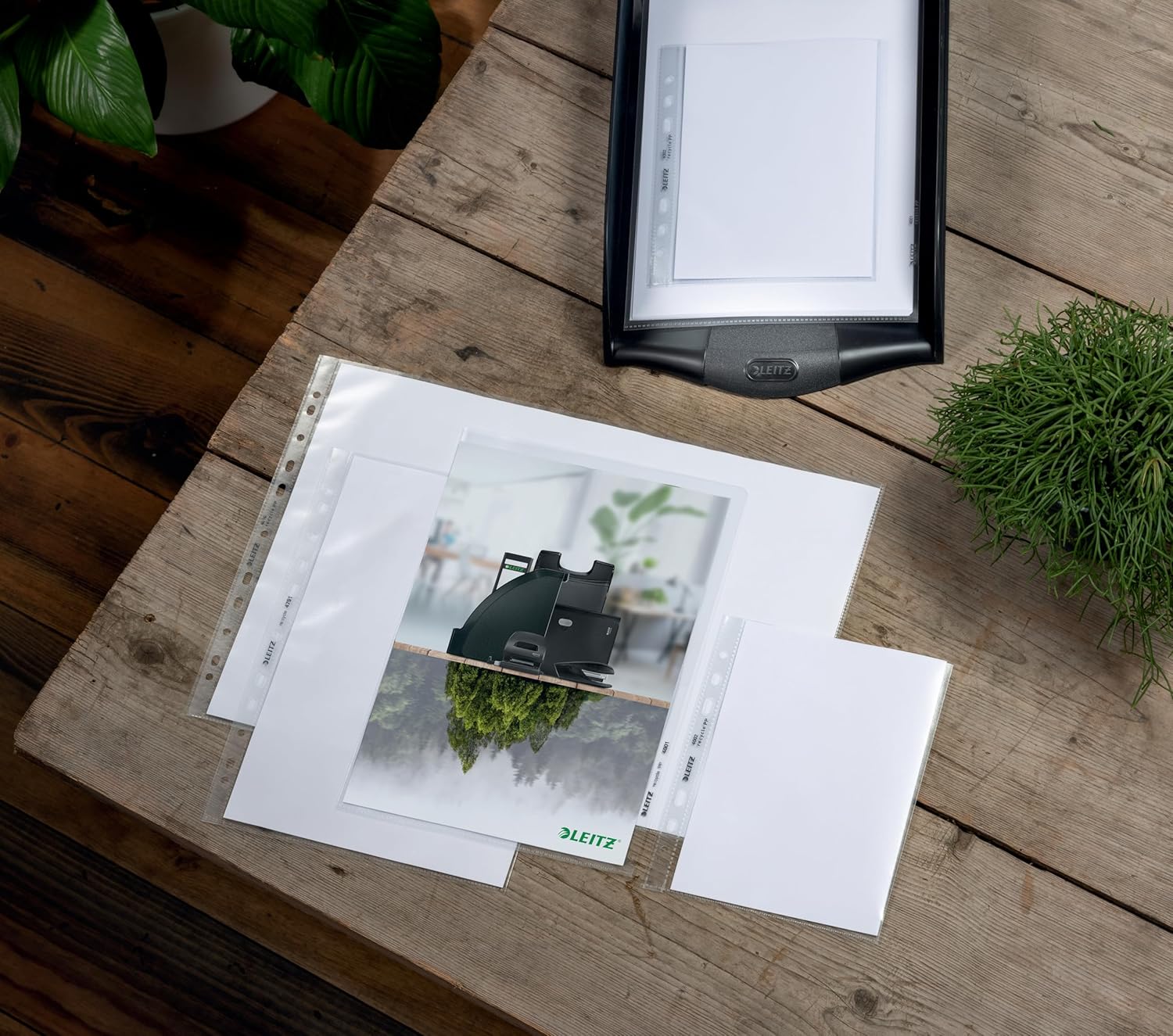 Leitz A3 Pockets, Pack of 25, Punched Plastic Wallets, Embossed Mat Surface, 100 Micron Thick, 100% Recyclable, Eco Friendly, Recycle Range, Clear, 40190003