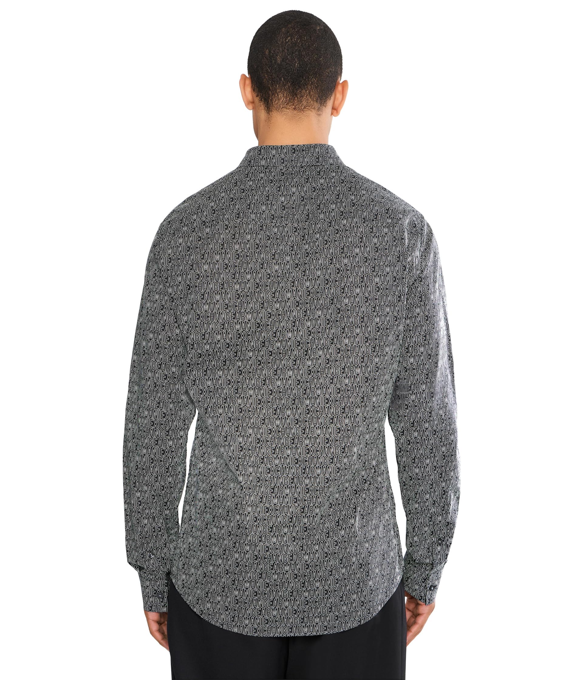 Armani Exchange XM000625 AF13184 Camicia Maniche Lunghe, Nero - Bianco - 159578002931_S