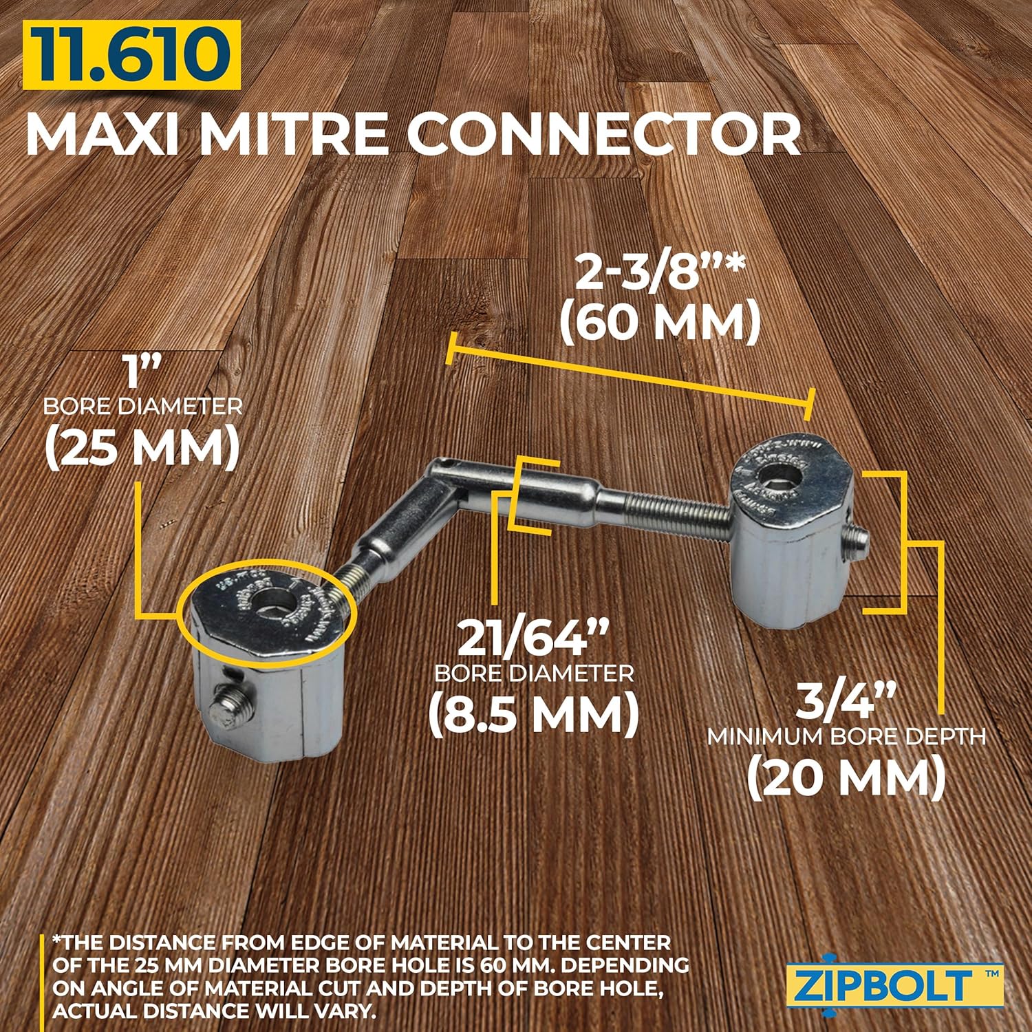 Zipbolt UT 11.600 Maxi Mitre Connector Bulk Pack — Connects Mitered Staircase Handrail Sections, Residential and Commercial Installation, New Construction and Remodels