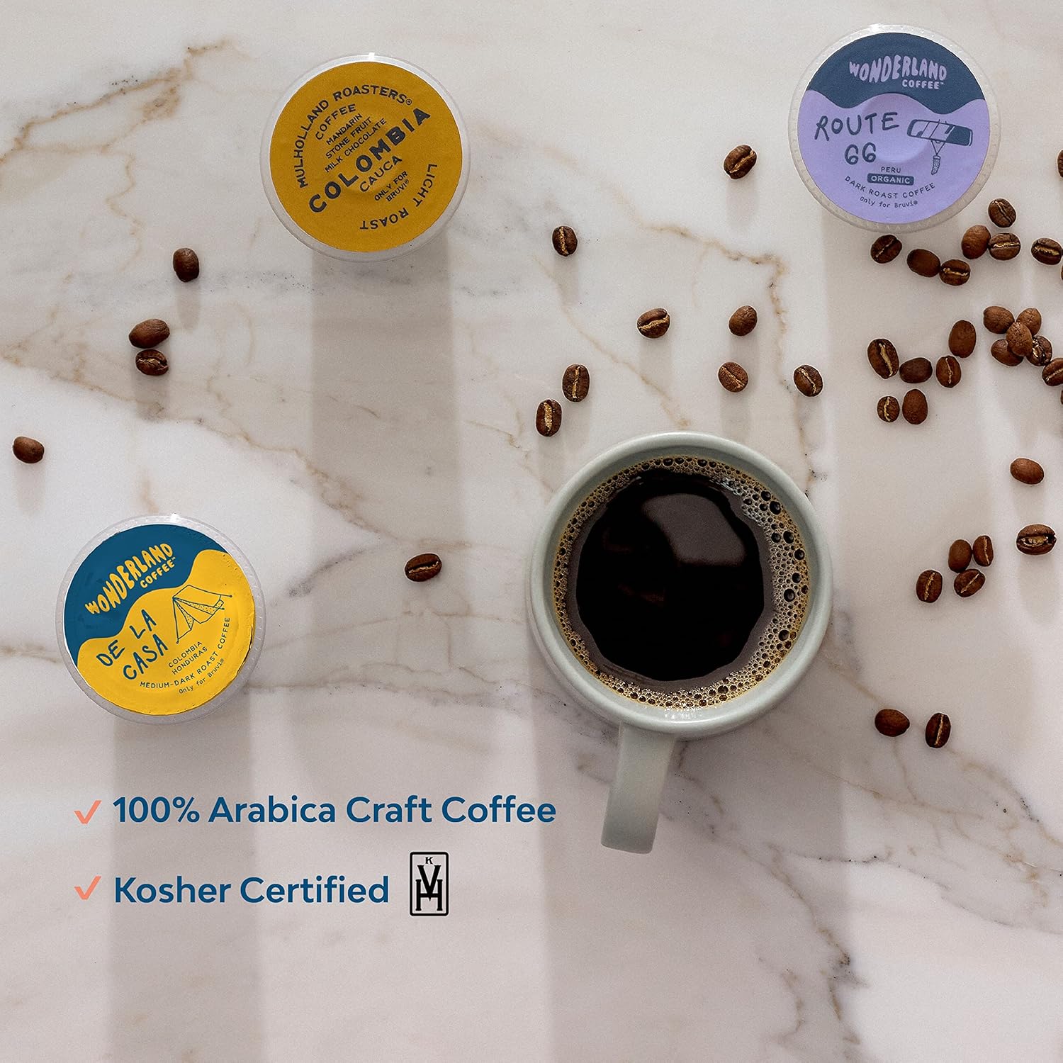 Wonderland Coffee | De La Casa Coffee B-Pods | Only Compatible with Bruvi Single-Serve Coffee Brewer | Includes 60 Pods