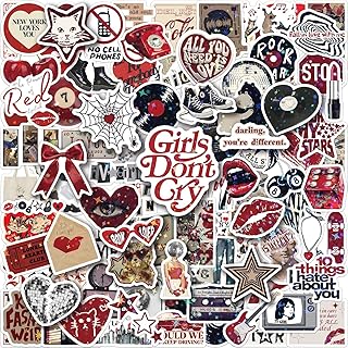 MiStar 102 PCS Holographic Downtown Girl Aesthetic Stickers, Y2K Grunge Cute Pinterest Trendy Red Sticker Pack for Water Bottles Party Favors Decorations Decals Accessories Gifts for Girls Teen Women