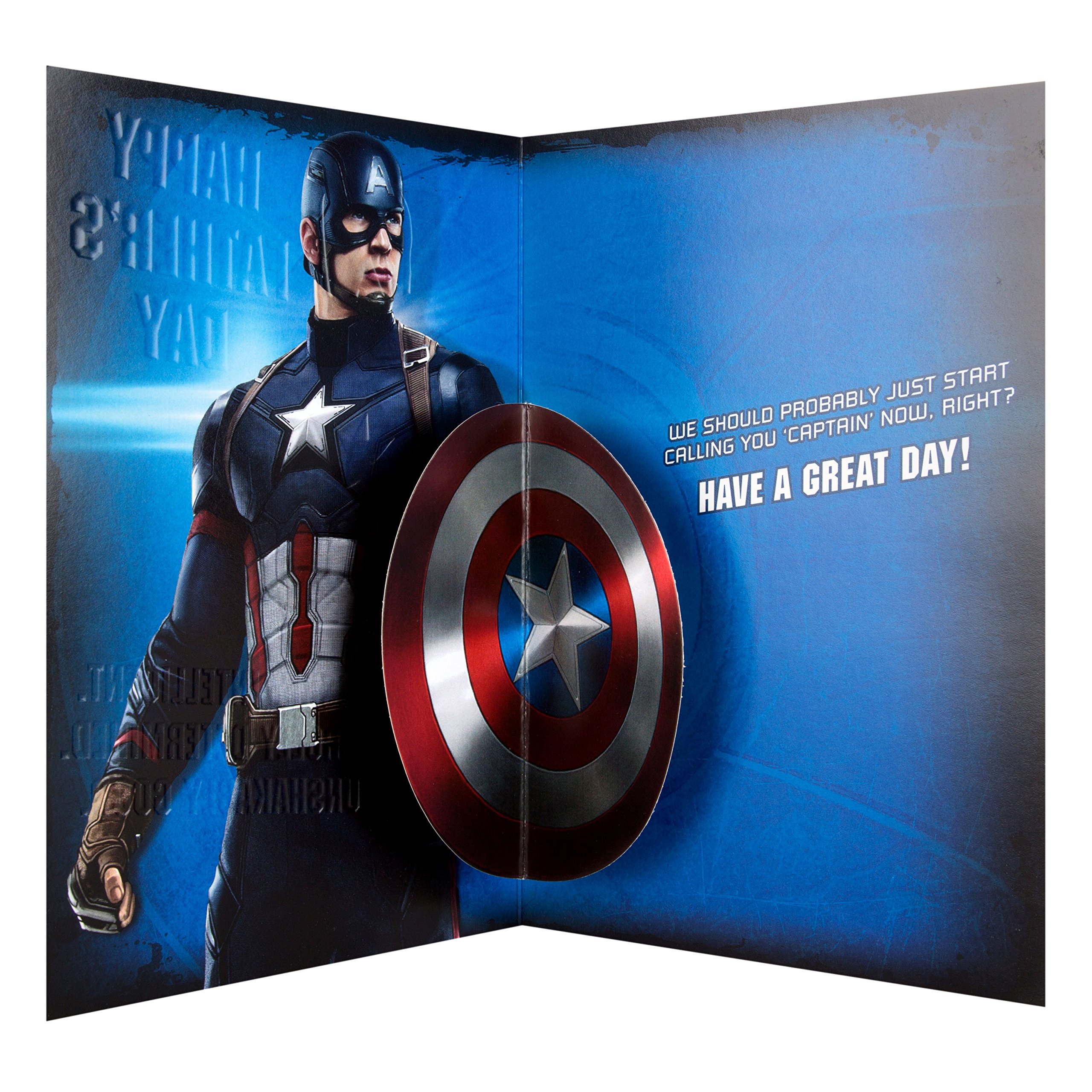 Amazon.com : Hallmark Captain America Father's Day Card 'Pop Up' - Medium :  Office Products