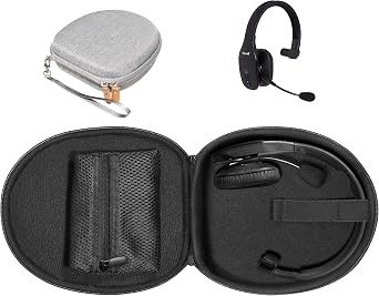 getgear Headset Case for VXI BlueParrott B450-XT, B450-XT -204010-C, B350-XT, B250-XTS, C400-XT, Mesh Pocket for Cable, Amplifier and Other Accessories Gray