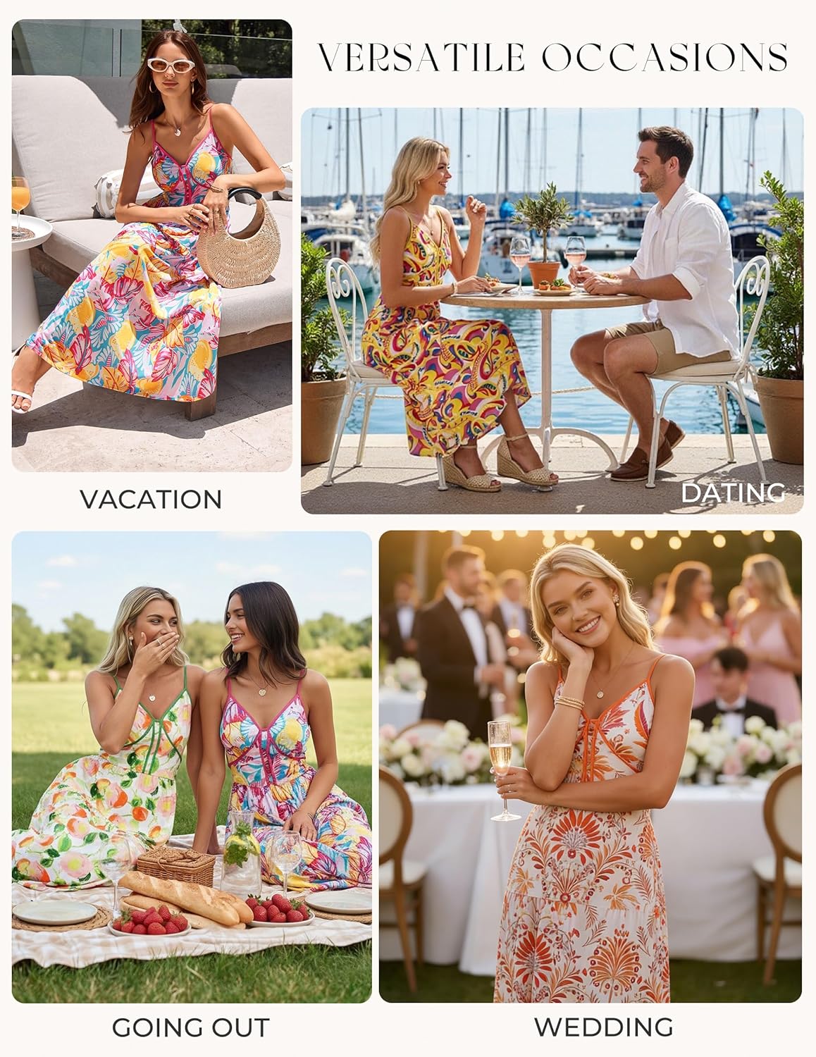 GRACE KARIN Womens Summer Floral Maxi Dresses 2026 Spaghetti Strap Wedding Guest Resort Wear Boho Beach Vacation Sundresses - Image 6