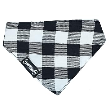 Foodie Puppies Designer Pet Bandanas Dog Scarf Adjustable for Puppies, Dogs & Cats (Check, Black & White)