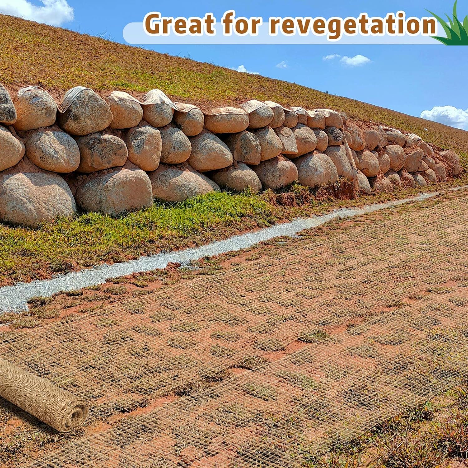 Riakrum 3 Pcs 48 Inch X 90 ft in Total Erosion Control Blanket Burlaps Netting Mesh Burlap Erosion Control Liner Blanket Burlap Loose Weave Planter Liner Roll for Raised Bed Soil Saver