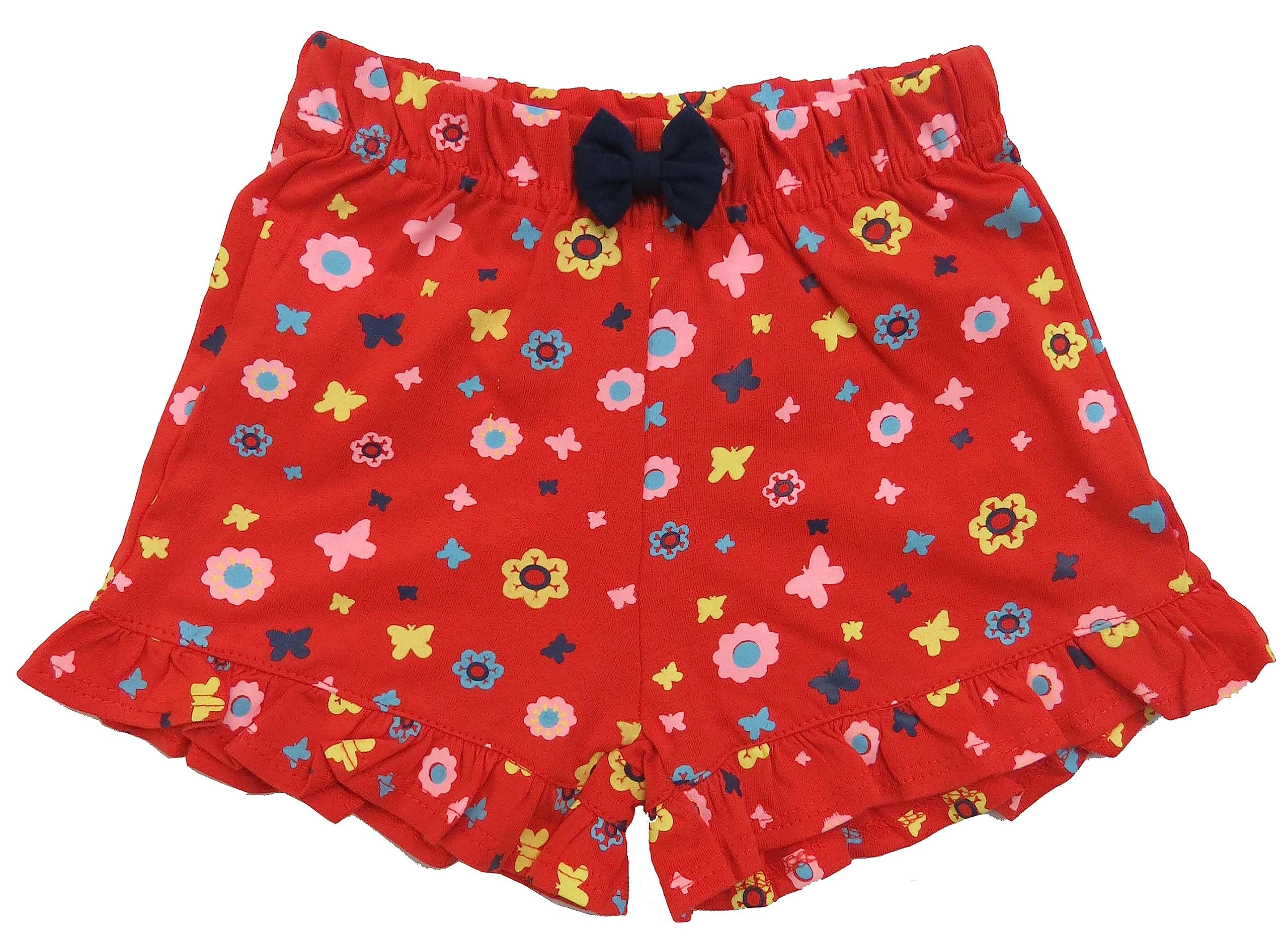 Clothe Funn Baby Girls Fancy Printed Shorts with Frill,(Combo:-7, Navy, Yellow, D.Coral, 6-12 M), (Pack of 3) - Image 2 thumbnail